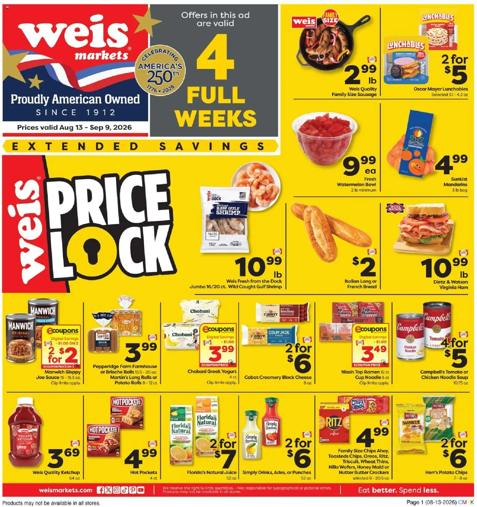 Ad Preview of Weis Weis Monthly Ad from 08/13/2026
