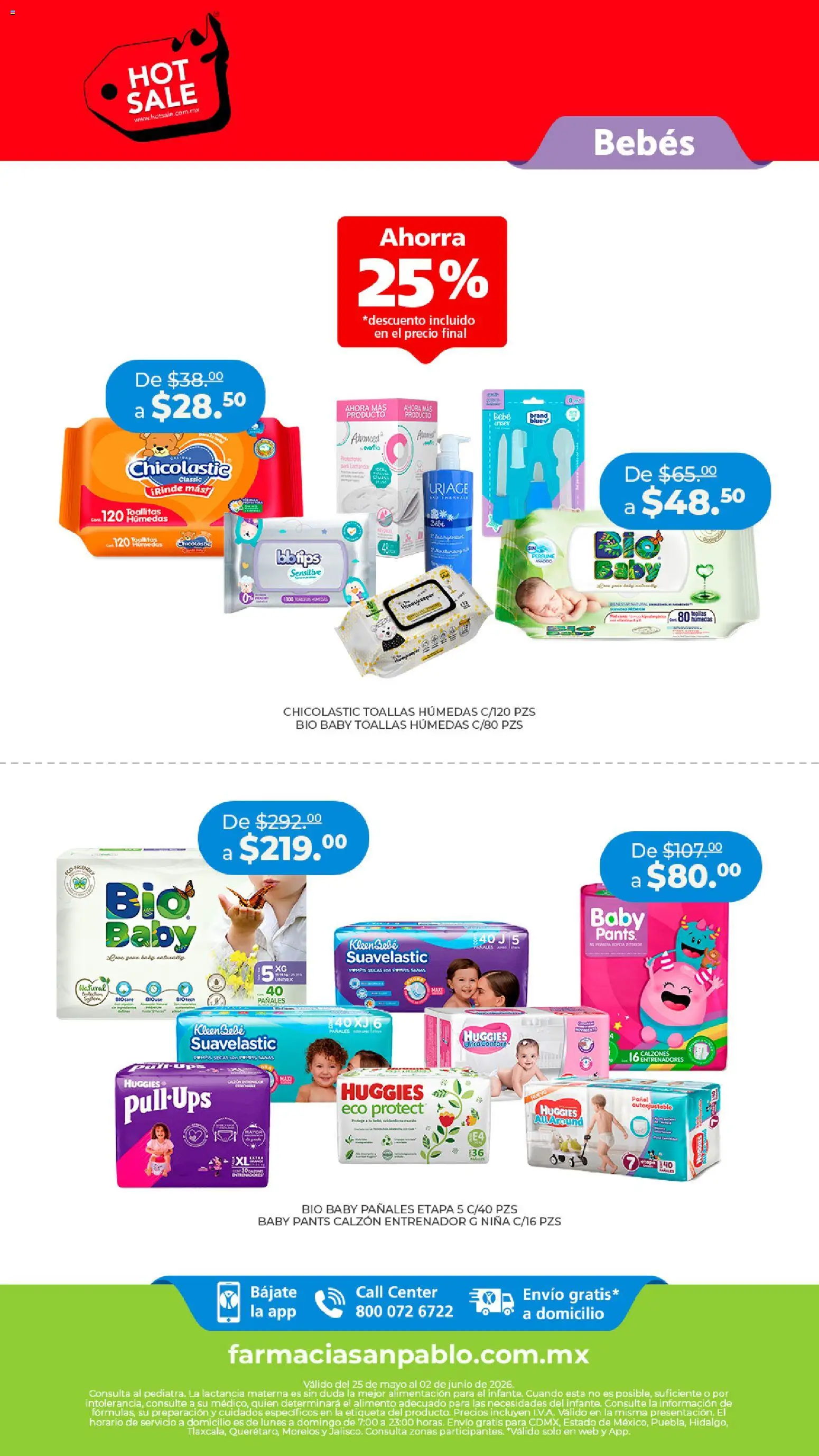 Vista previa las ofertas de la tienda Farmacia San Pablo - Farmacia San Pablo Hot Sale desde el 25/05/2026 - Perfume, Toallitas húmedas, Pants, Pañales, Toallas, Calzón