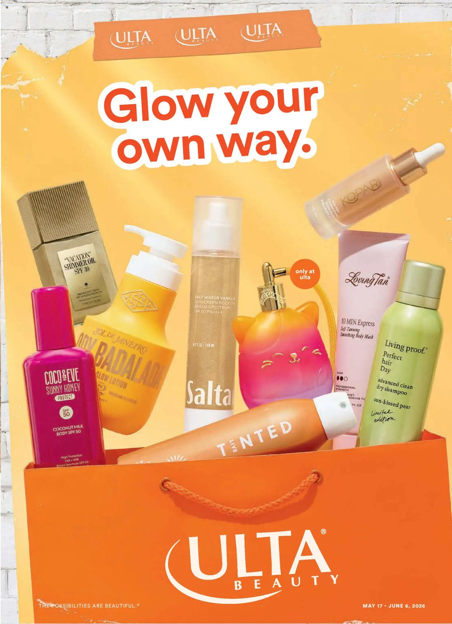 Ad Preview of Ulta Beauty Ulta Beauty Weekly Ad from 05/17/2026 - Water, Honey, Mask, Oil, Salt, Coconut, Sunscreen, Pear