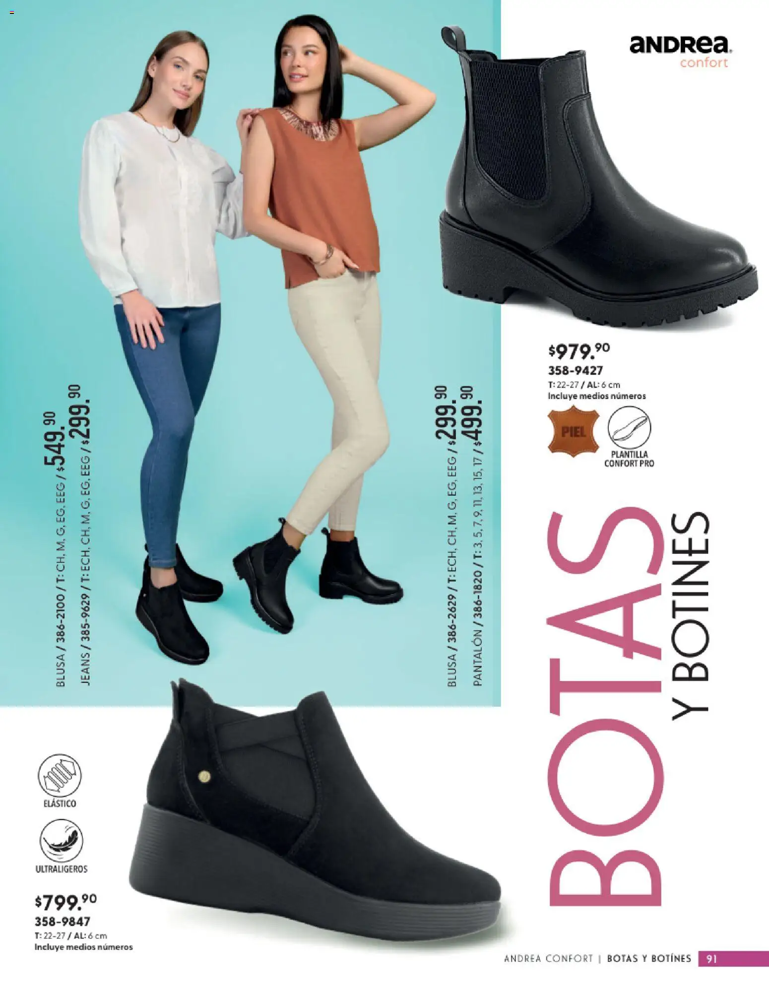 Vista previa las ofertas de la tienda Andrea - Andrea catálogo Calzado Confort desde el 24/05/2026 - Botas, Blusa, Botines