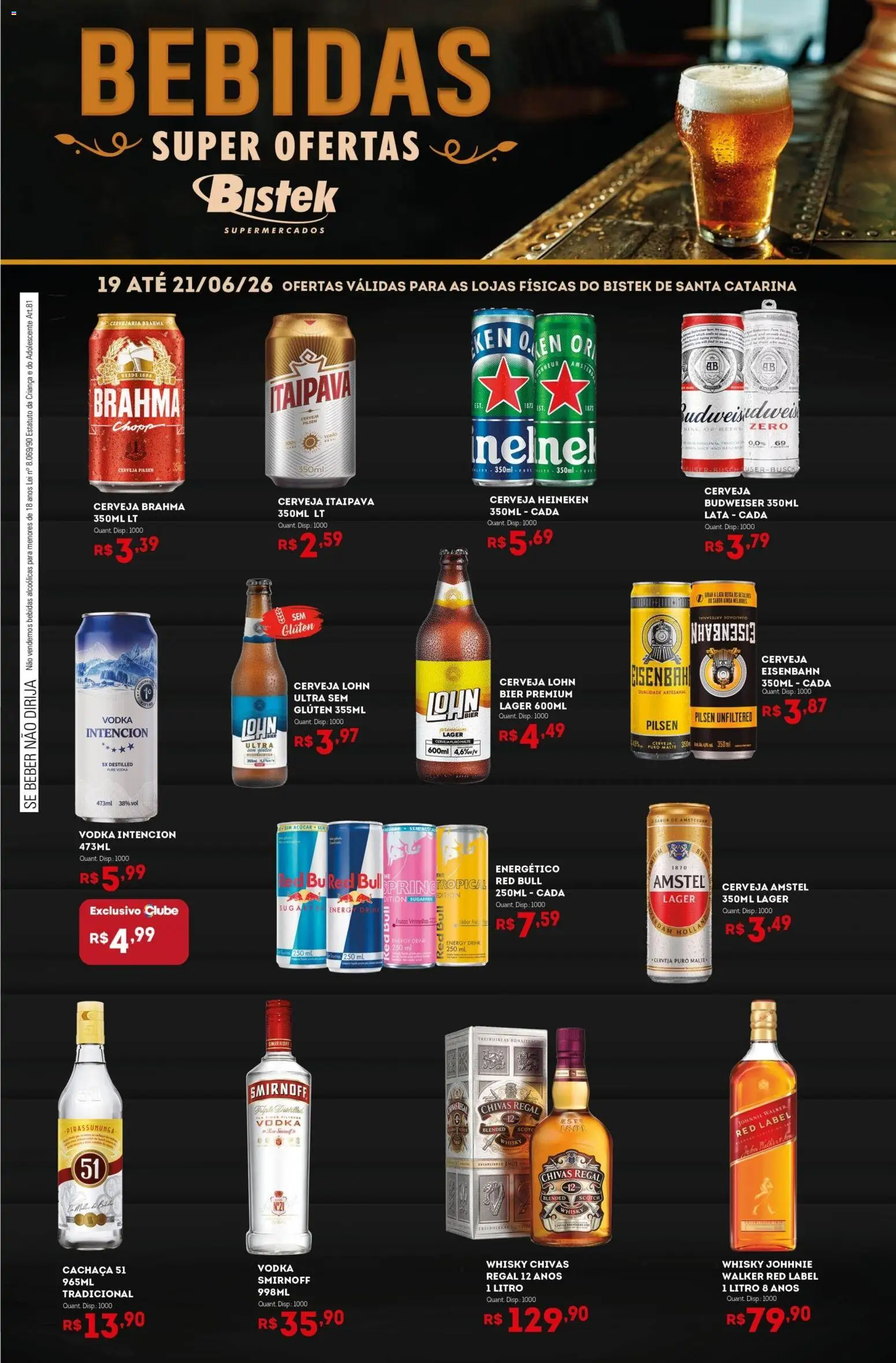 Pré-Visualização do folheto "Bistek Supermercados ofertas Bebidas" da loja Bistek Supermercados válido a partir de 19/06/2026
