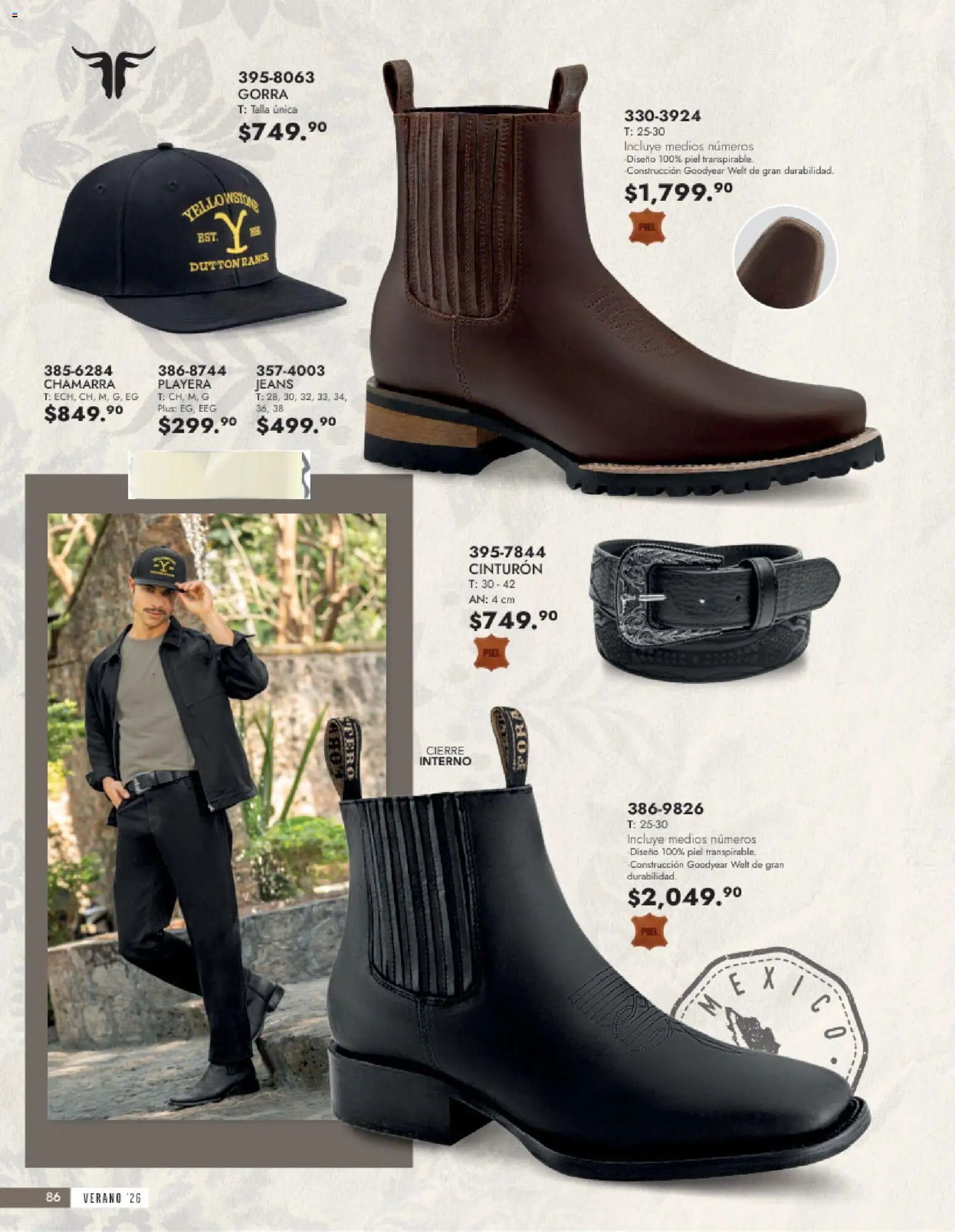 Vista previa las ofertas de la tienda Andrea - Andrea catálogo Calzado Caballero desde el 24/05/2026 - Gorra, Playera, Chamarra, Cinturón