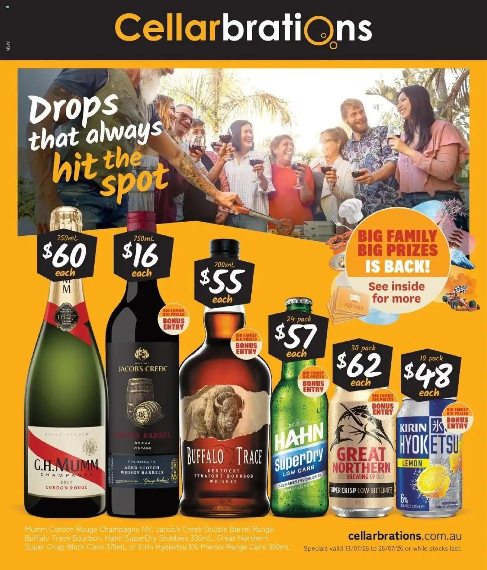 Preview of catalogue Cellarbrations catalogue Murrumbateman from shop Cellarbrations valid 13/07/2026 - Champagne, Bourbon, Whiskey, Lemon, Scotch