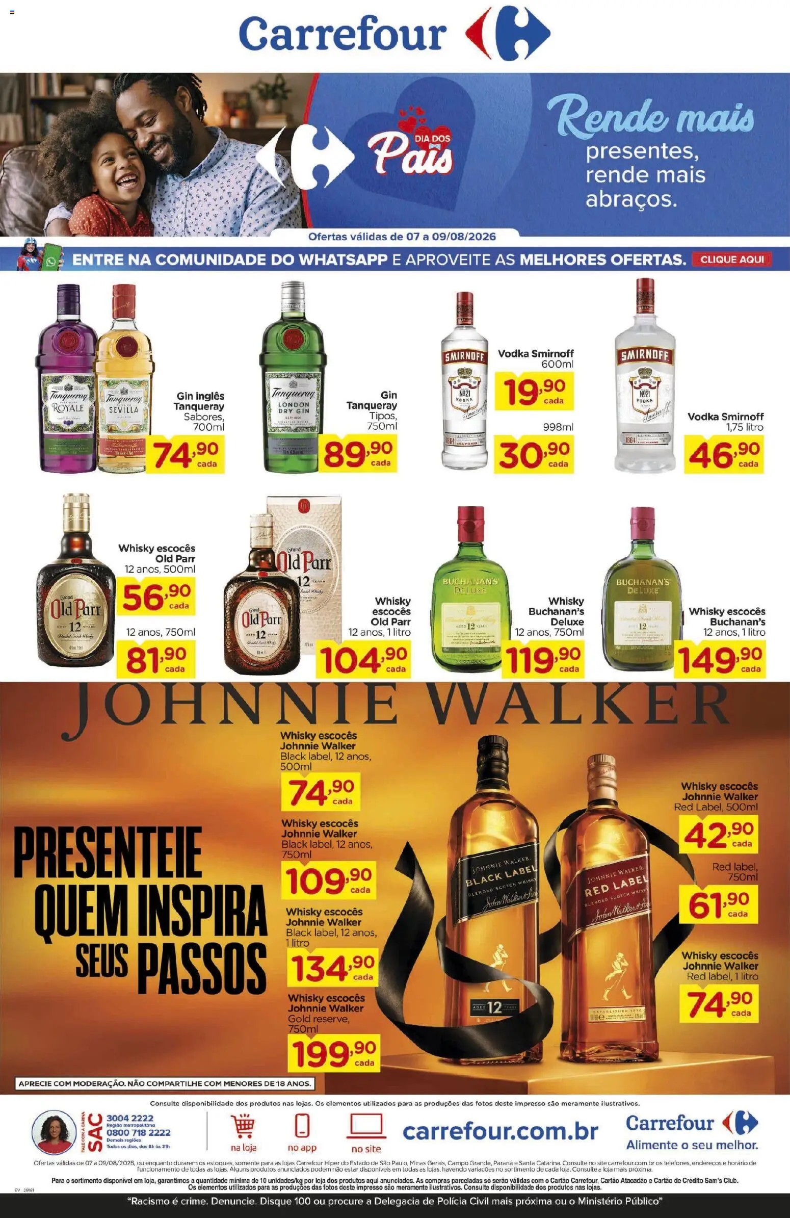 Pré-Visualização do folheto "Carrefour ofertas FDS" da loja Carrefour válido a partir de 07/08/2026 - Whisky, Gin, Vodka