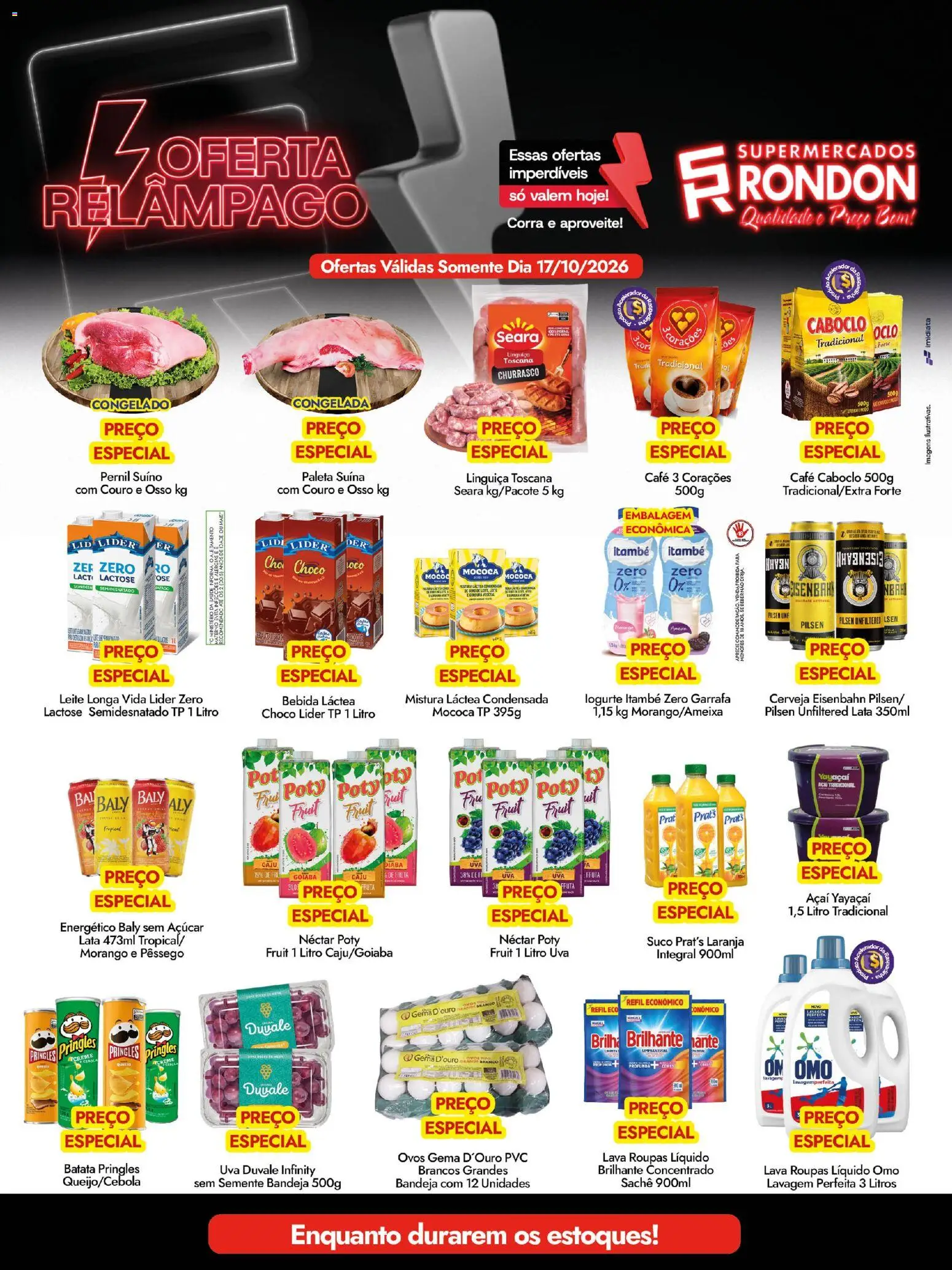 Pré-Visualização do folheto "Supermercados Rondon ofertas do Dia" da loja Supermercados Rondon válido a partir de 17/10/2026