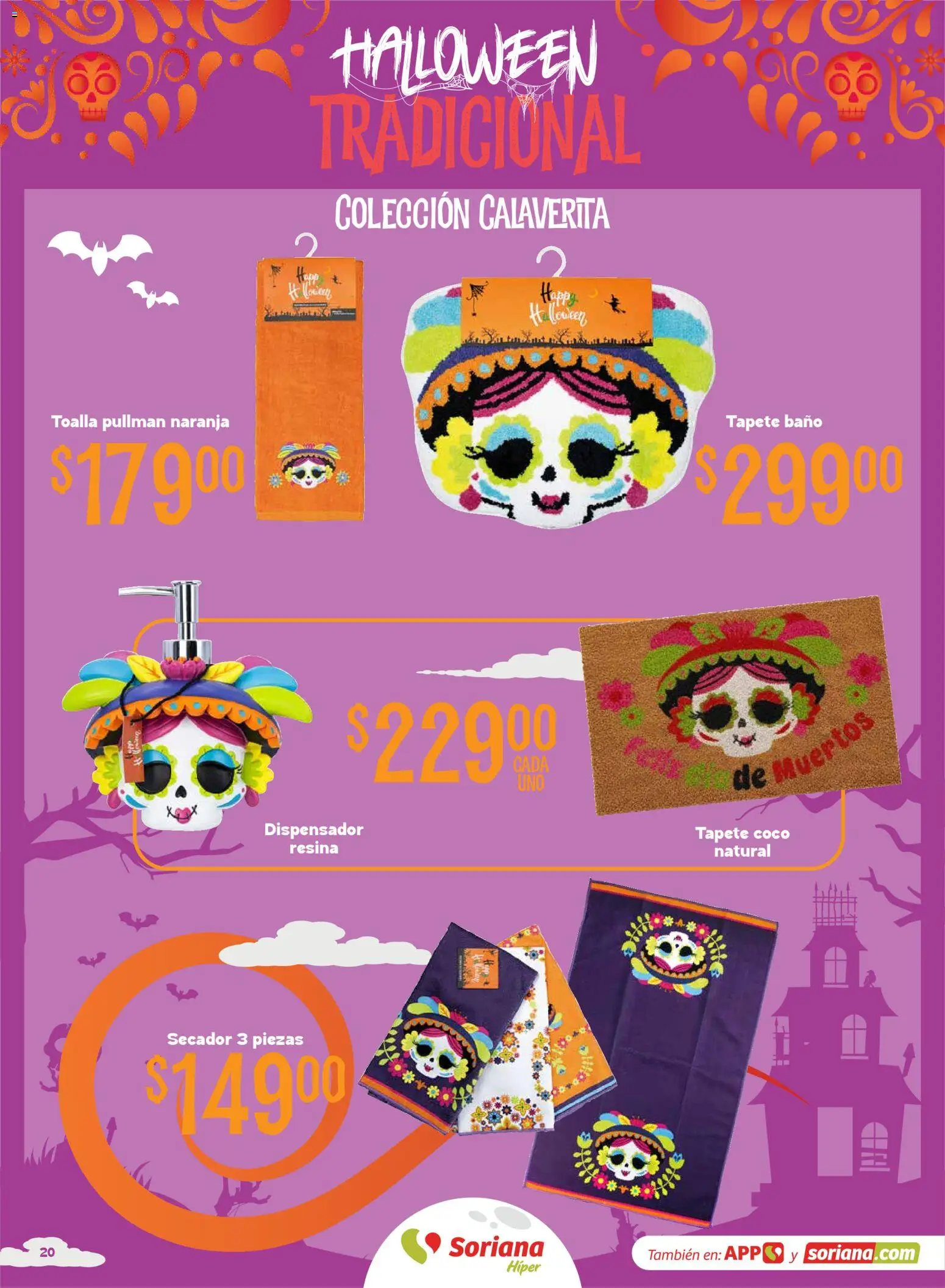Vista previa las ofertas de la tienda Soriana - Soriana Híper - Halloween y Día de muertos desde el 01/10/2026 - Coco, Baño, Toalla, Tapete