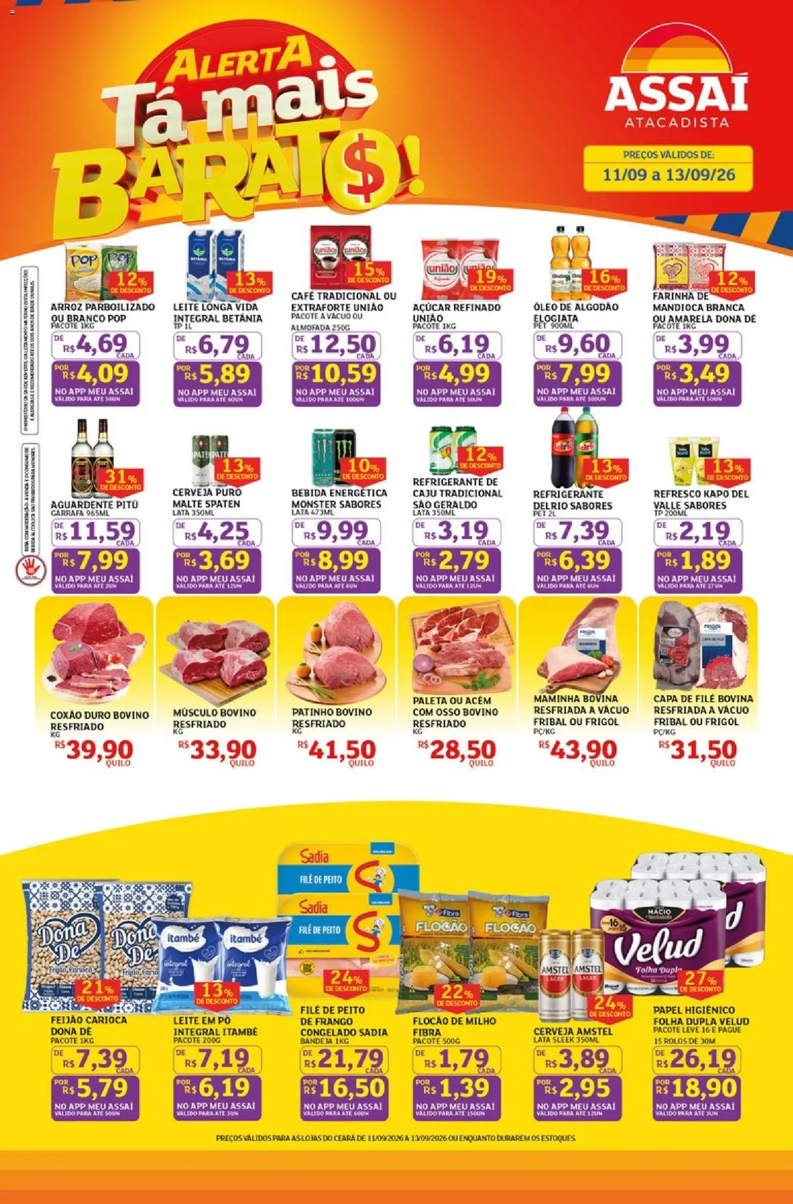 Pré-Visualização do folheto "Assaí Atacadista ofertas - CE" da loja Assaí Atacadista válido a partir de 11/09/2026 - Café, Bebida, Refrigerante, Milho, Leite em pó, Almofada, Pó, Bandeja