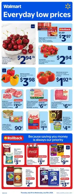 Un aperçu du dépliant Walmart weekly flyer du magasin Walmart est valide à partir 9 juill. 2026
