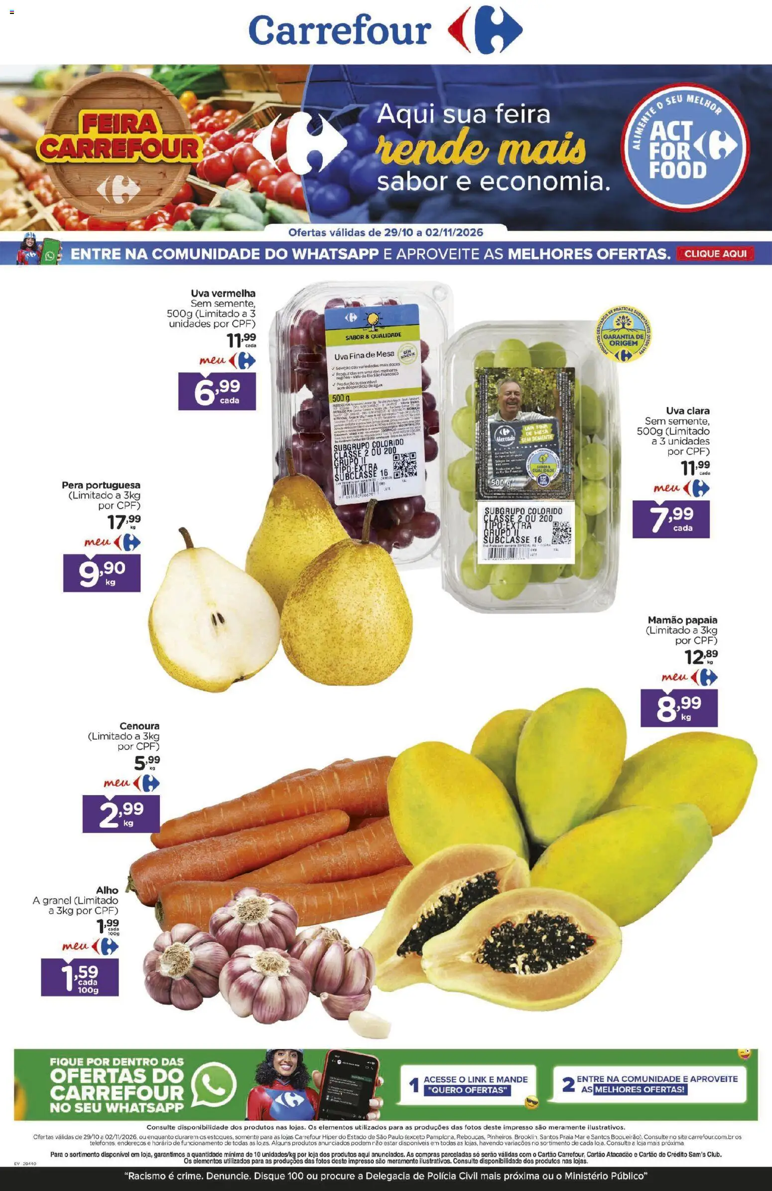 Pré-Visualização do folheto "Carrefour ofertas FLV" da loja Carrefour válido a partir de 29/10/2026