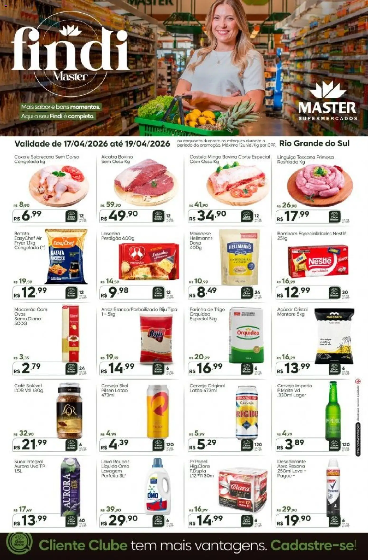 Pré-Visualização do folheto "Master - Ofertas da semana" da loja Master válido a partir de 17/04/2026 - Uva, Ovos, Arroz, Cuba, Rexona, Alcatra, Especialidades, Açúcar cristal