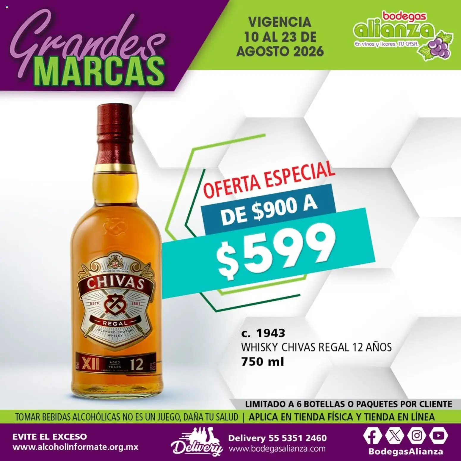 Vista previa las ofertas de la tienda Bodegas Alianza - Bodegas Alianza catálogo Grandes Marcas desde el 10/08/2026 - Whisky, Bebidas