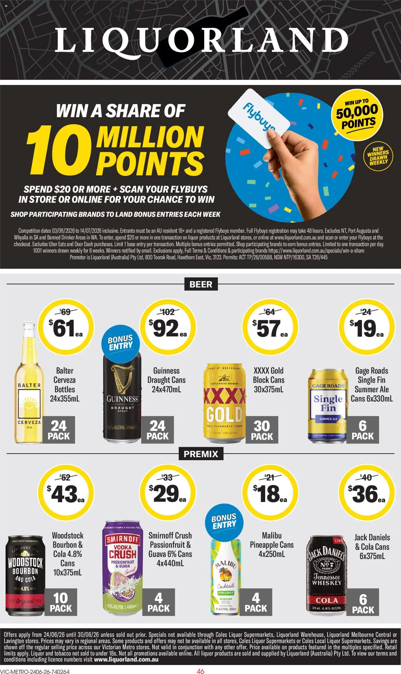 Preview of catalogue Liquorland catalogue from shop Liquorland valid 24/06/2026 - Door, Gate, Beer, Pineapple, Vodka, Whiskey, Cocktails, Jack Daniel’s