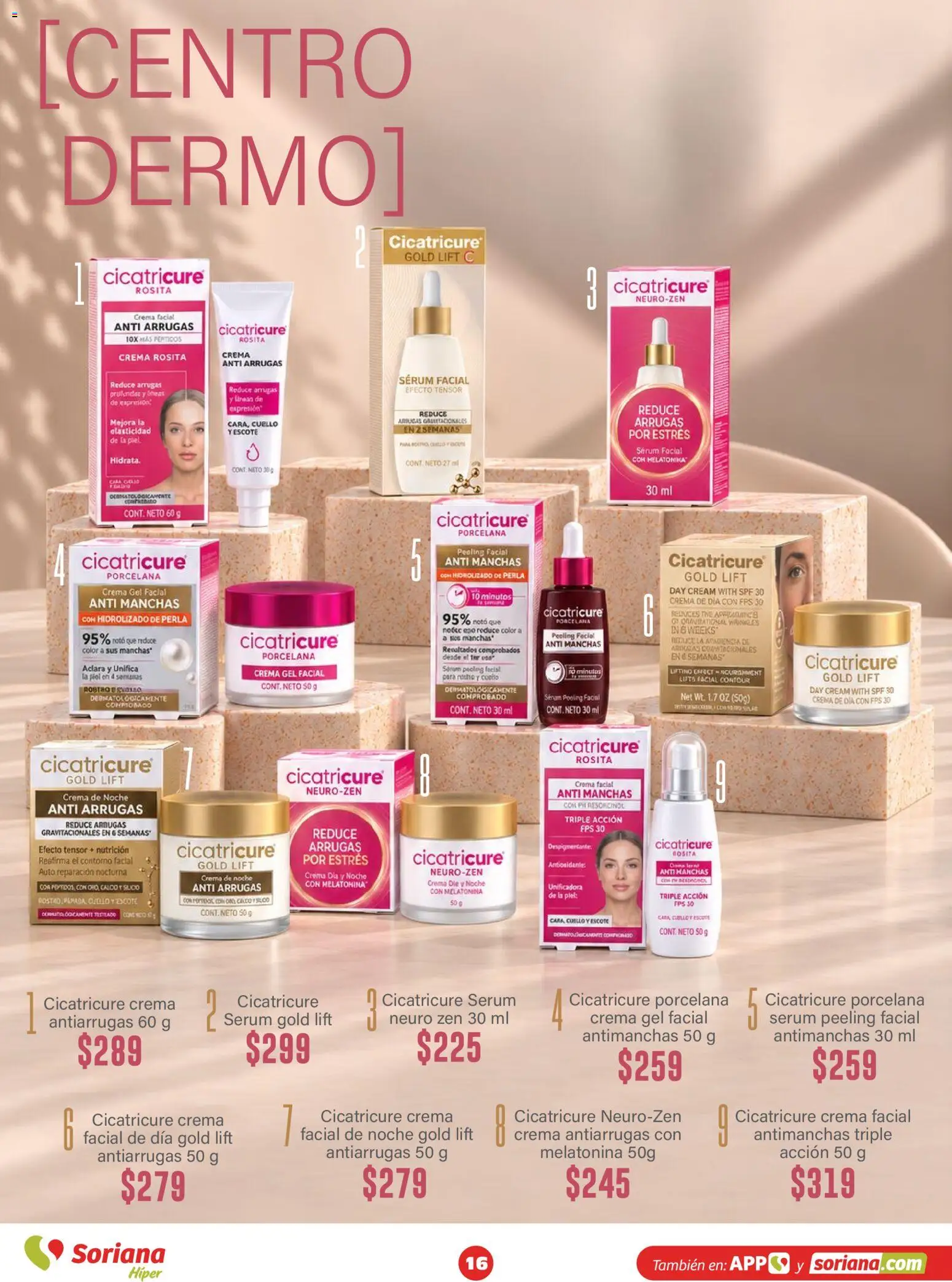 Vista previa las ofertas de la tienda Soriana - Soriana Híper - Modo #Glowing desde el 30/09/2026 - Crema, Cama, Serum, Peeling, Contorno, Crema facial