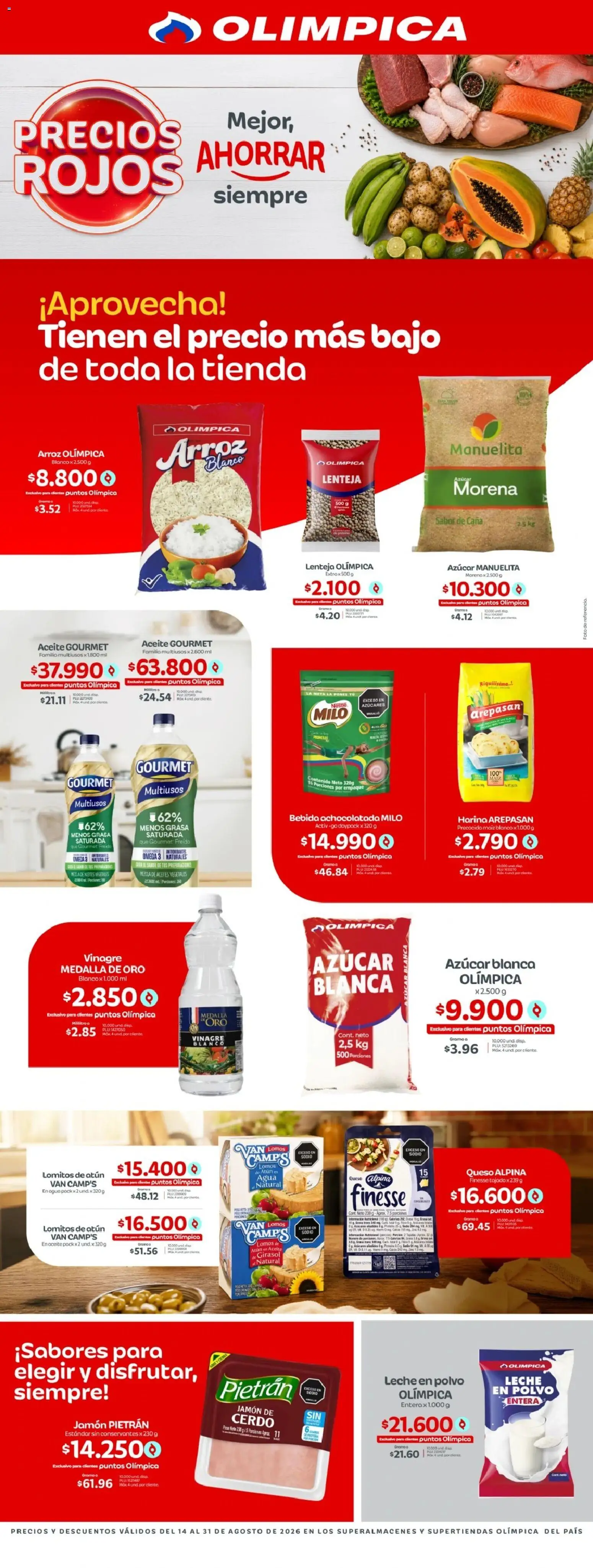 Vista previa del prospecto Olímpica catálogo preciosrojos del almacen Olímpica válida del 14/08/2026 al 31/08/2026