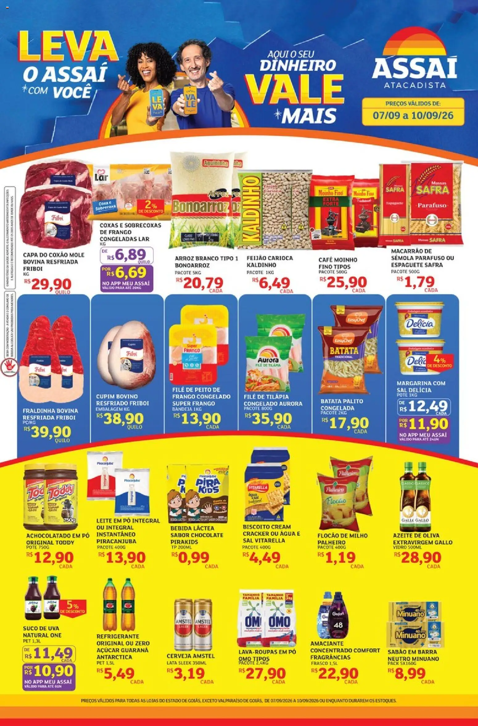 Pré-Visualização do folheto "Assaí Atacadista ofertas - GO" da loja Assaí Atacadista válido a partir de 07/09/2026 - Cerveja, Arroz, Feijão, Azeite, Açúcar, Leite em pó, Fraldinha, Pó