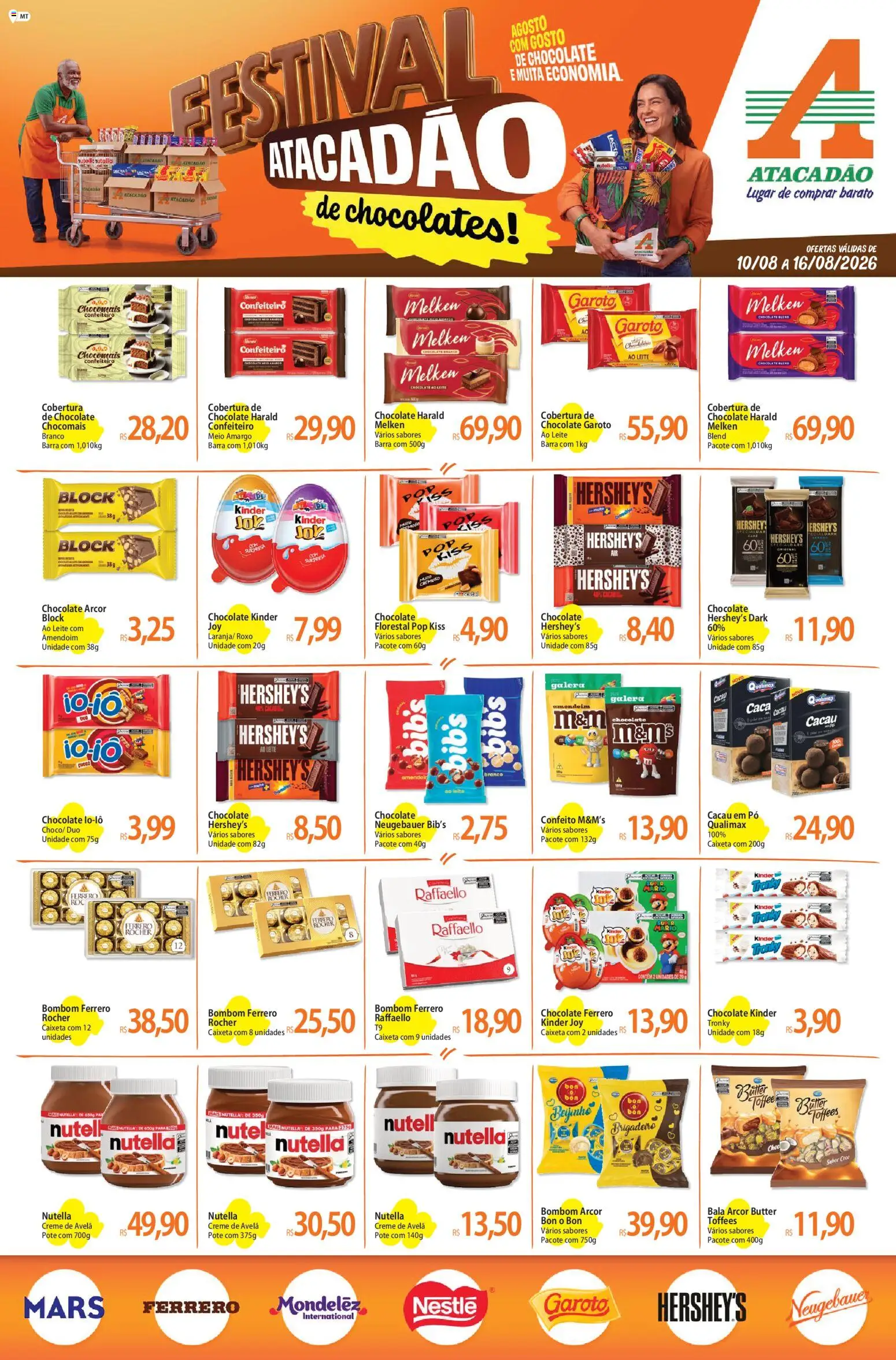 Pré-Visualização do folheto "Atacadão ofertas - MT" da loja Atacadão válido a partir de 10/08/2026 - Nutella, Amendoim, Leite, Creme, Bala, Pó, Cacau em pó, Avelã