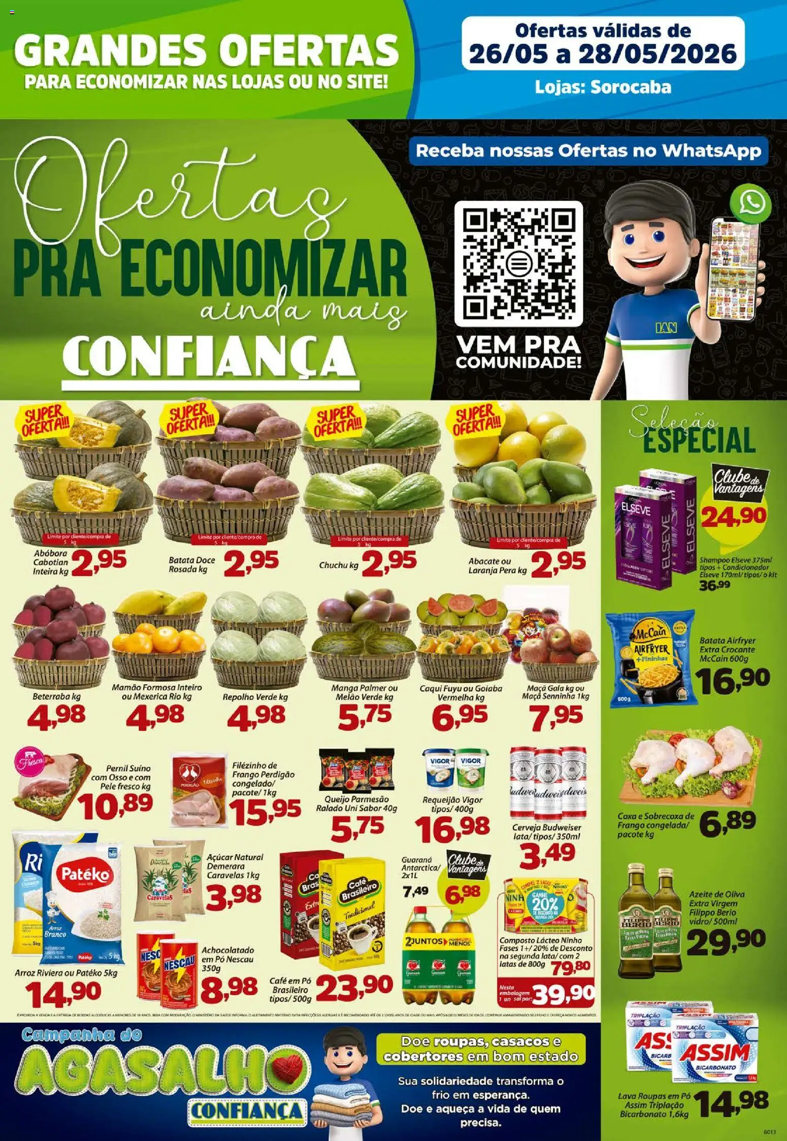 Pré-Visualização do folheto "Confiança - Ofertas da semana" da loja Confiança válido a partir de 26/05/2026 - Abóbora, Queijo, Pera, Abacate, Açúcar, Melão, Queijo parmesão, Parmesão