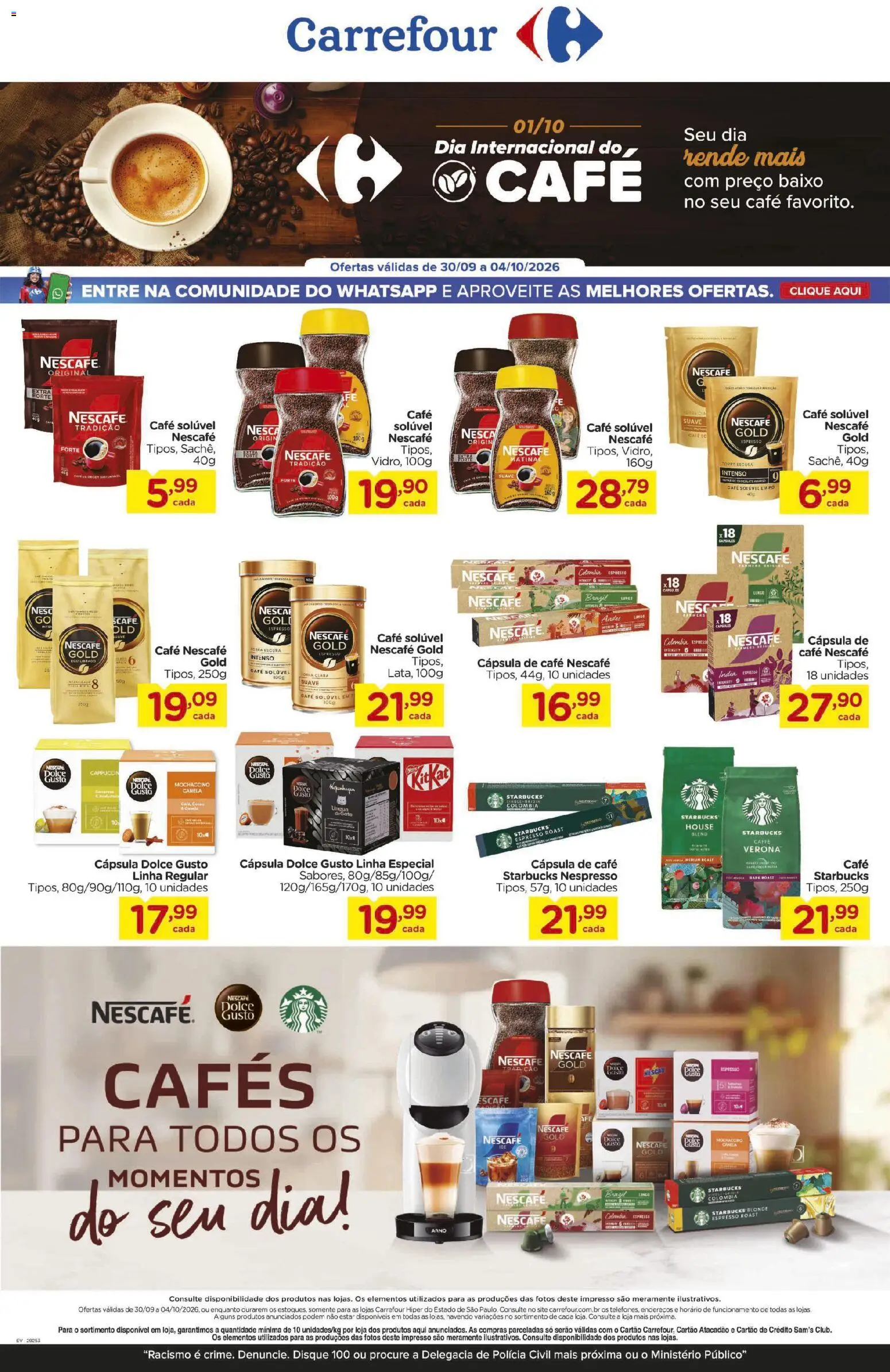 Pré-Visualização do folheto "Carrefour ofertas Festival do Café" da loja Carrefour válido a partir de 30/09/2026 - Café, Caneta, Doce, Nescau, Baixo, Pó, Cápsula de café, Café solúvel