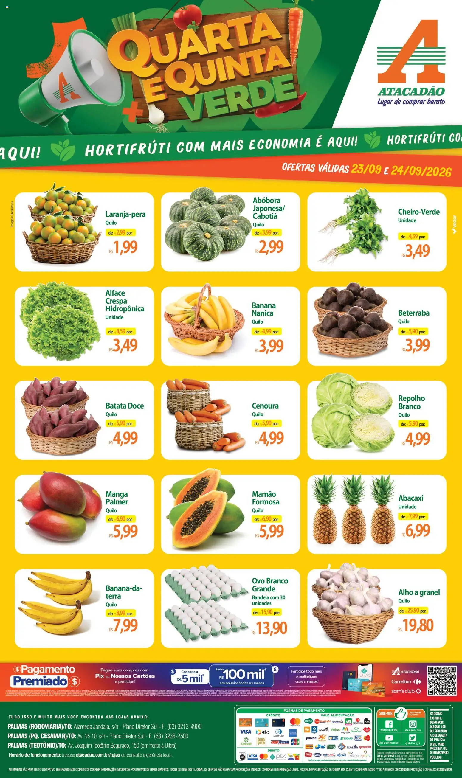 Pré-Visualização do folheto "Atacadão ofertas - TO" da loja Atacadão válido a partir de 23/09/2026 - Manga, Abóbora, Doce, Batata, Beterraba, Cenoura, Alface, Mamão