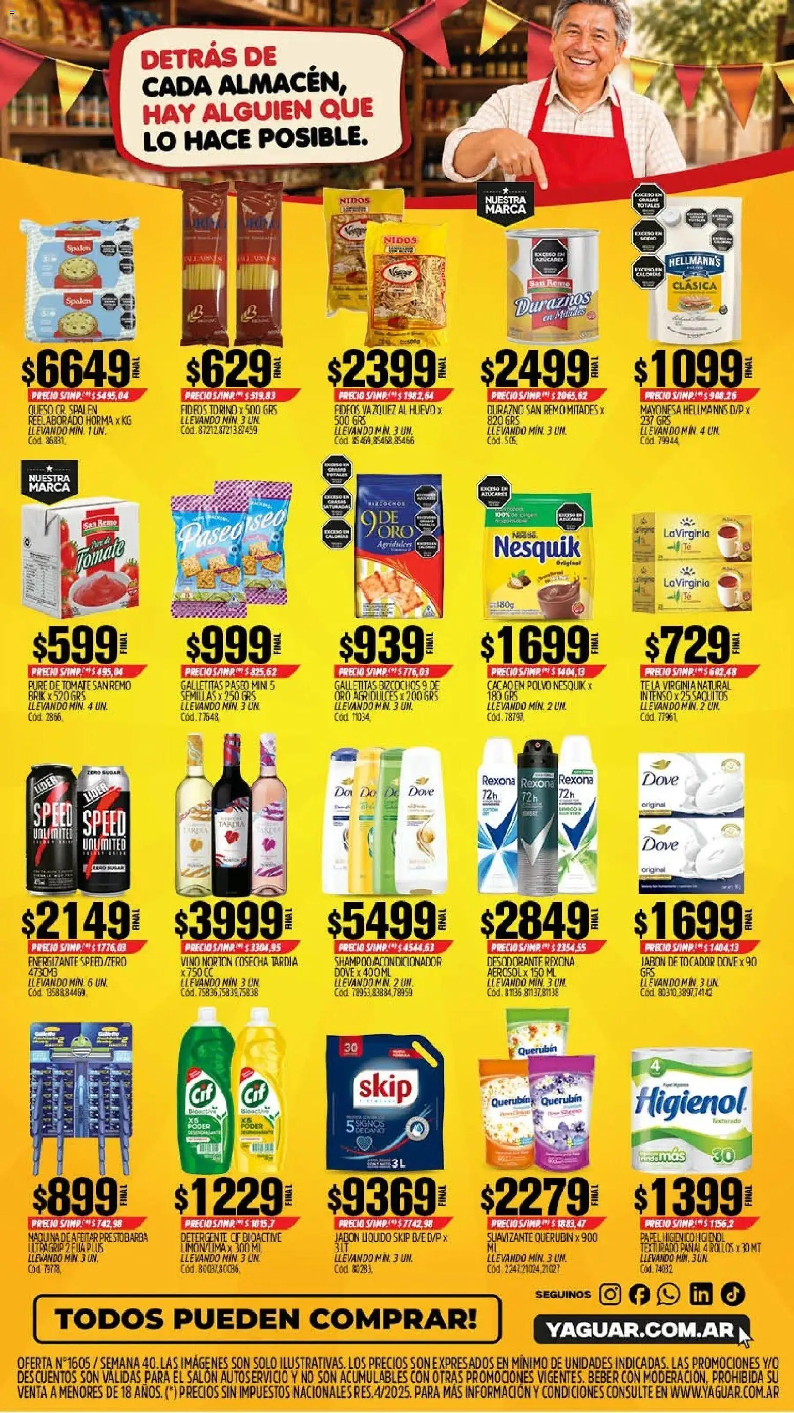 Vista previa del folleto de la tienda Yaguar válido desde el 28/09/2026 - Galletitas, Huevo, Desodorante, Maquina de afeitar, Jabón, Acondicionador, Puré, Polvo