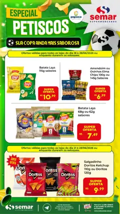 Pré-Visualização do folheto "Semar Supermercado ofertas Especial Petiscos" da loja Semar Supermercado válido a partir de 18/06/2026
