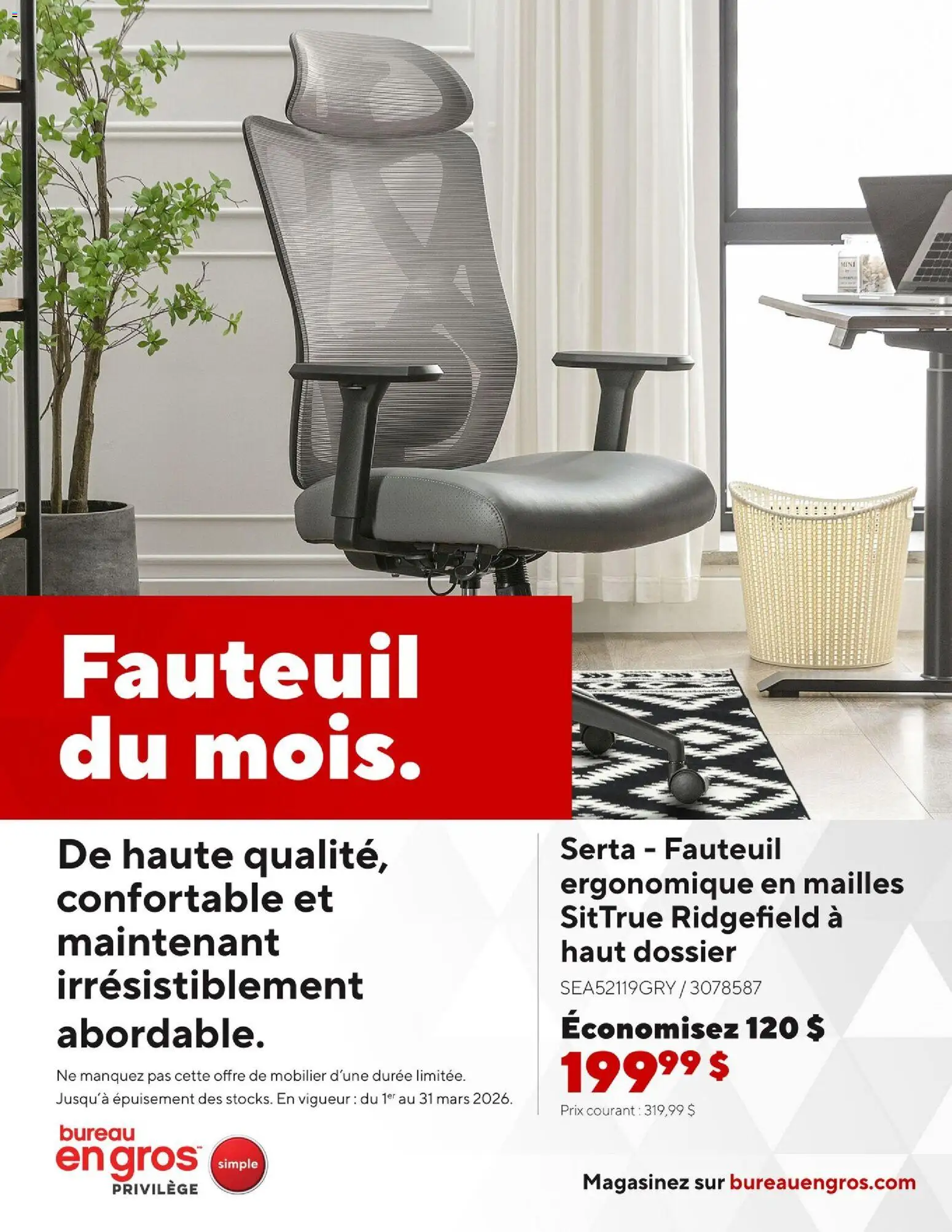 Preview of leaflet Staples circulaire - Fauteuil du mois from shop Staples is valid from Mar 06, 2026