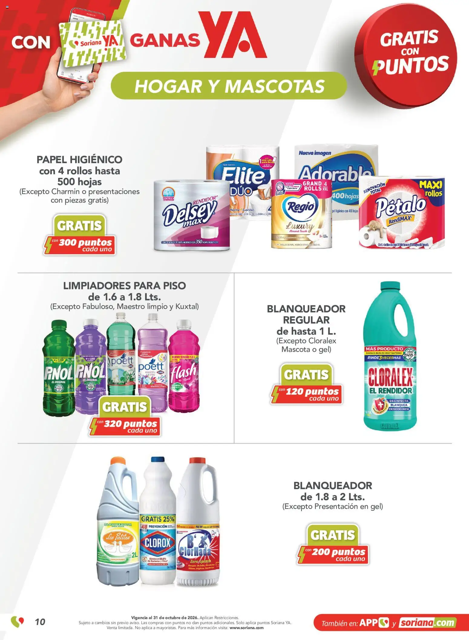 Vista previa las ofertas de la tienda Soriana - Soriana Mercado - Gratis con puntos Soriana YA desde el 11/09/2026 - Papel higiénico, Fragancia