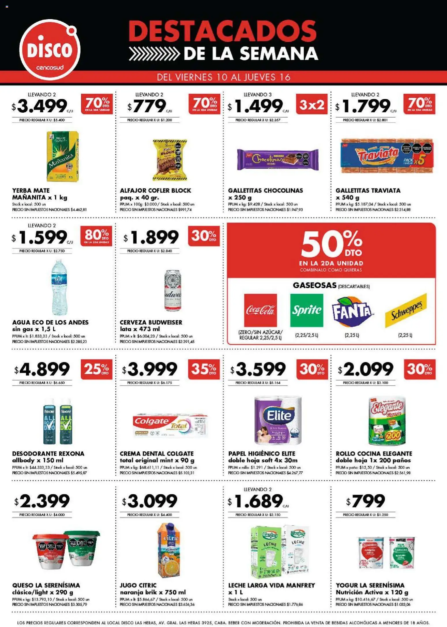 Vista previa del folleto de la tienda Disco válido desde el 09/04/2026 - Disco, Cocina, Agua, Cerveza, Galletitas, Papel higiénico, Jugo, Fanta