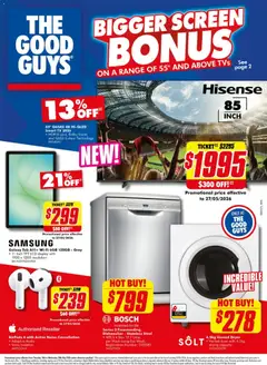 Preview of catalogue The Good Guys Bigger Screen BONUS from shop The Good Guys valid 13/05/2026