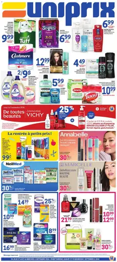 Un aperçu du dépliant Uniprix weekly flyer / circulaire du magasin Uniprix est valide à partir 27 août 2026