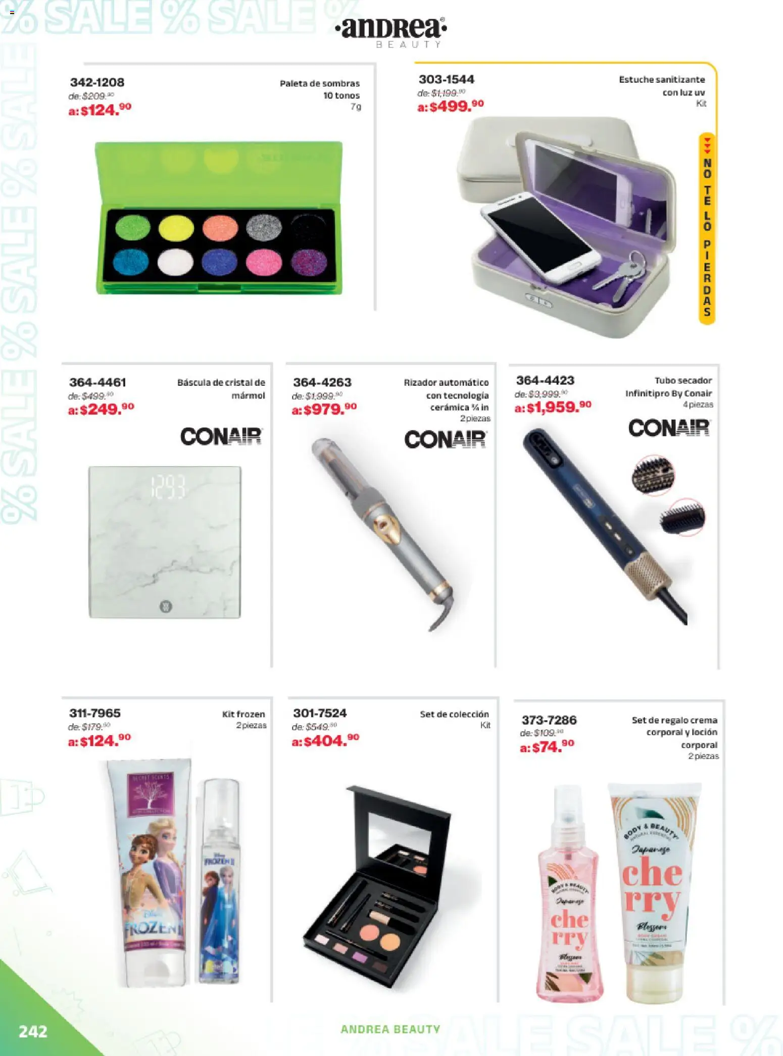 Vista previa las ofertas de la tienda Andrea - Catálogo Outlet desde el 21/12/2025 - Crema, Paleta, Estuche, Loción, Sanitizante, Rizador