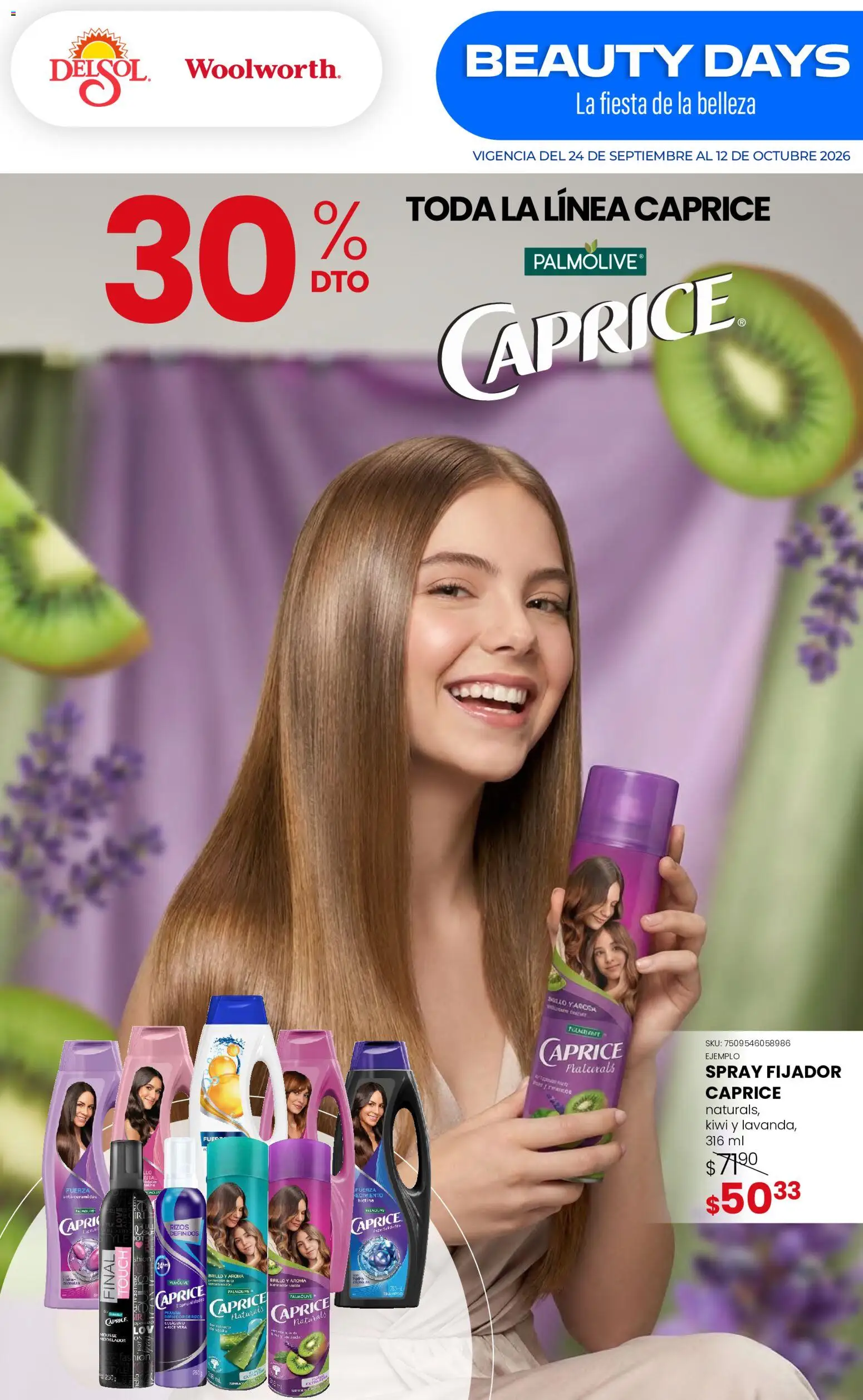 Vista previa las ofertas de la tienda Del Sol y Woolworth - Del Sol y Woolworth catálogo Pasillo Colgate Septiembre desde el 24/09/2026 - Shampoo, Kiwi, Brillo, Mousse, Fijador