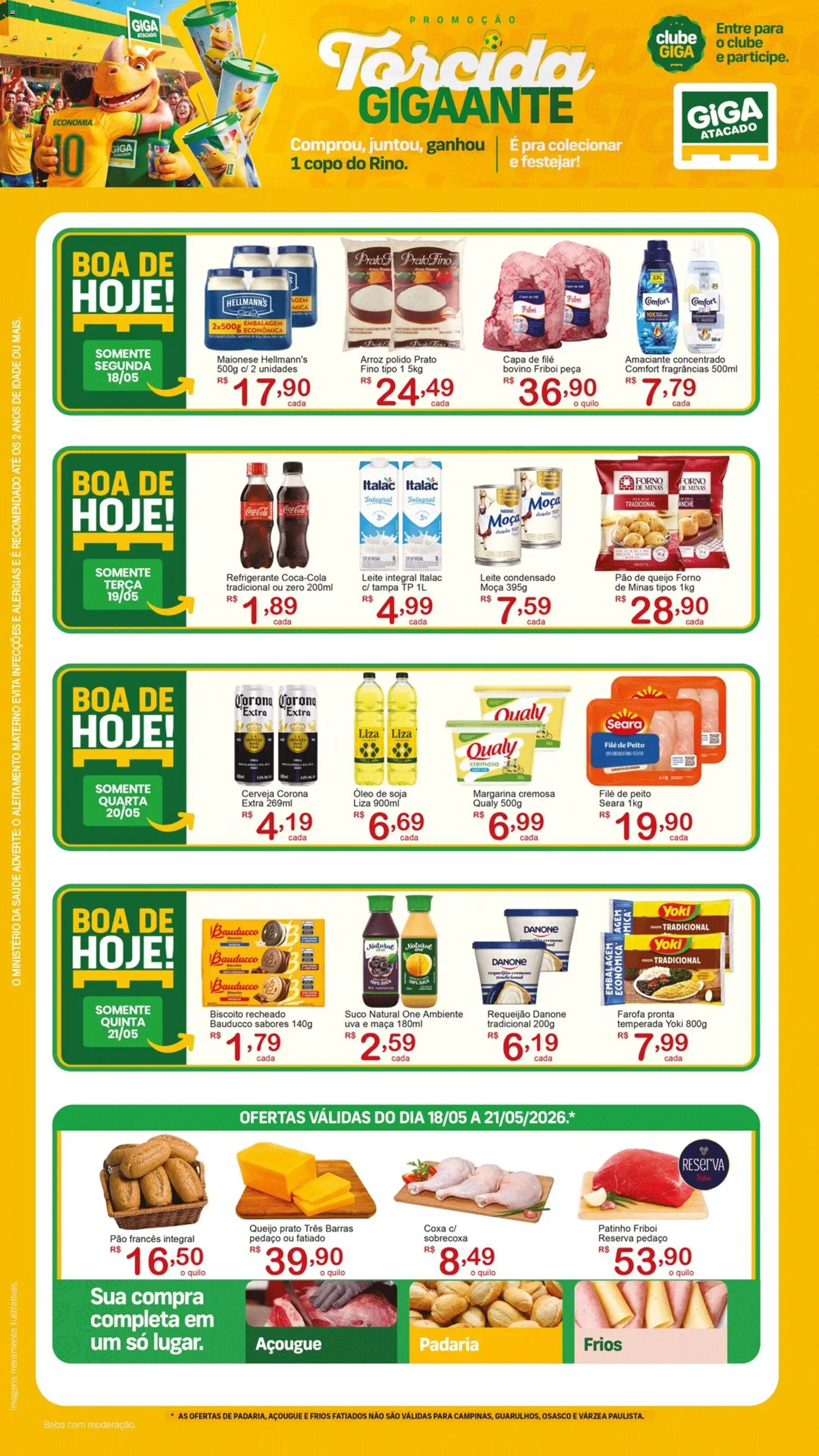 Pré-Visualização do folheto "GIGA Atacado - Ofertas da semana" da loja GIGA Atacado válido a partir de 18/05/2026 - Pão, Leite, Maionese, Farofa, Forno, Pão francês, Margarina, Biscoito recheado
