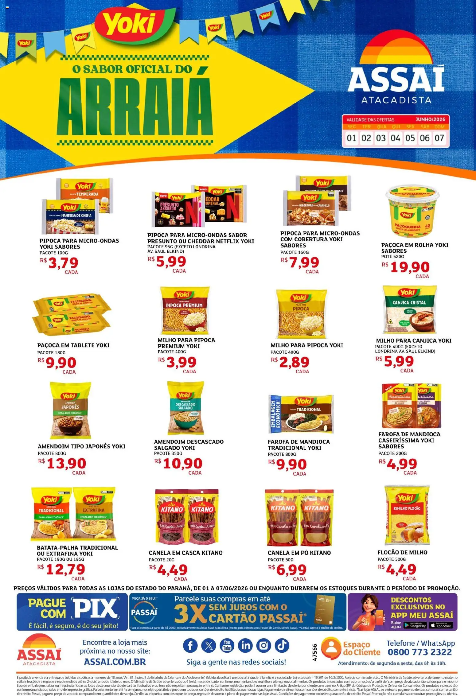 Pré-Visualização do folheto "Assaí Atacadista ofertas - PR" da loja Assaí Atacadista válido a partir de 01/06/2026 - Microondas, Bebidas, Pneus, Canela, Farofa, Paçoca, Cebola, Presunto