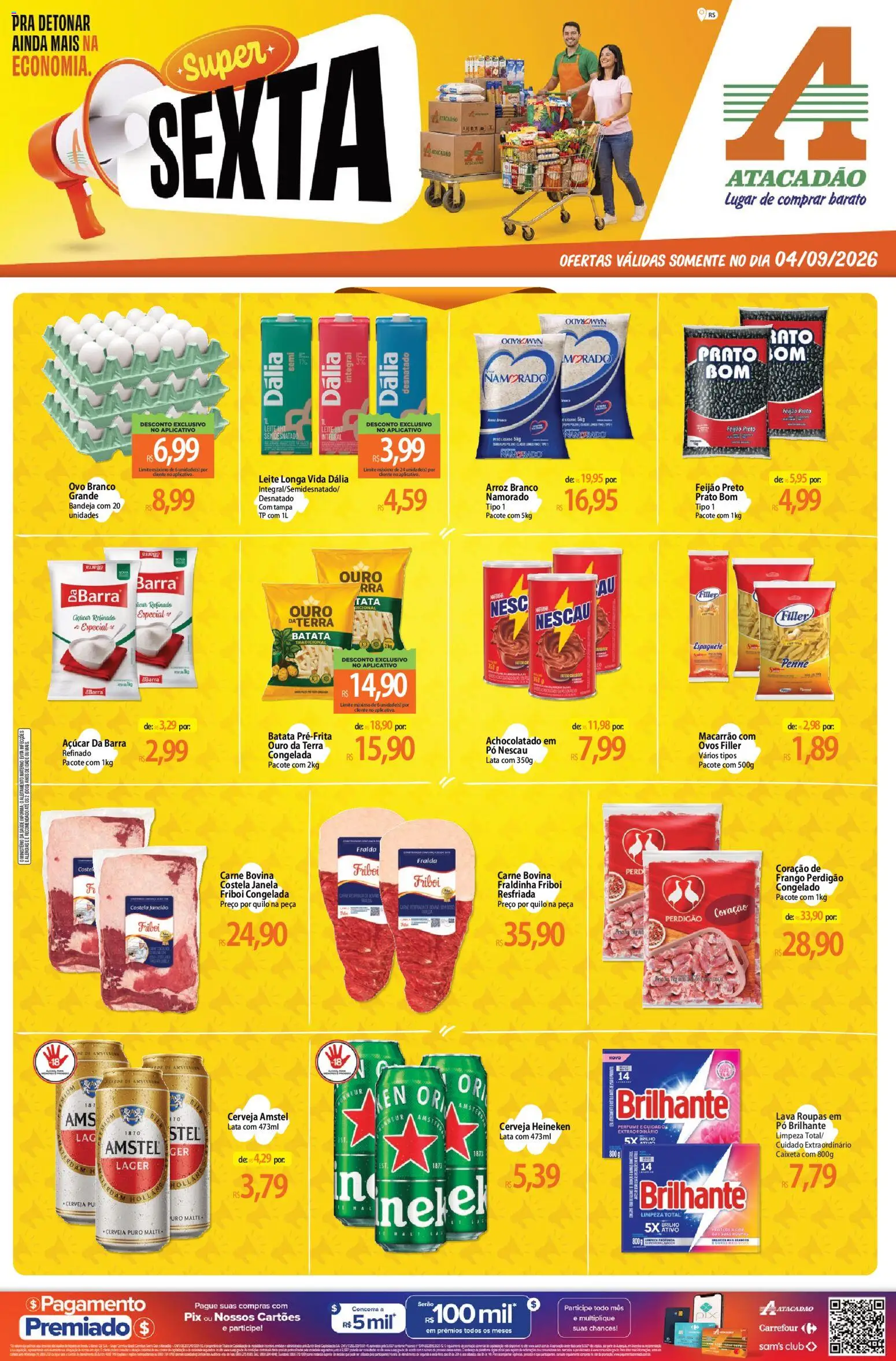 Pré-Visualização do folheto "Atacadão ofertas - RS" da loja Atacadão válido a partir de 04/09/2026 - Cerveja, Roupas, Arroz, Batata, Frango, Nescau, Pó, Achocolatado