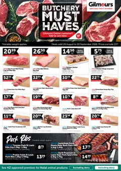 Preview of catalogue Gilmours Butchery Must Haves from shop Gilmours valid 24 Aug 2026