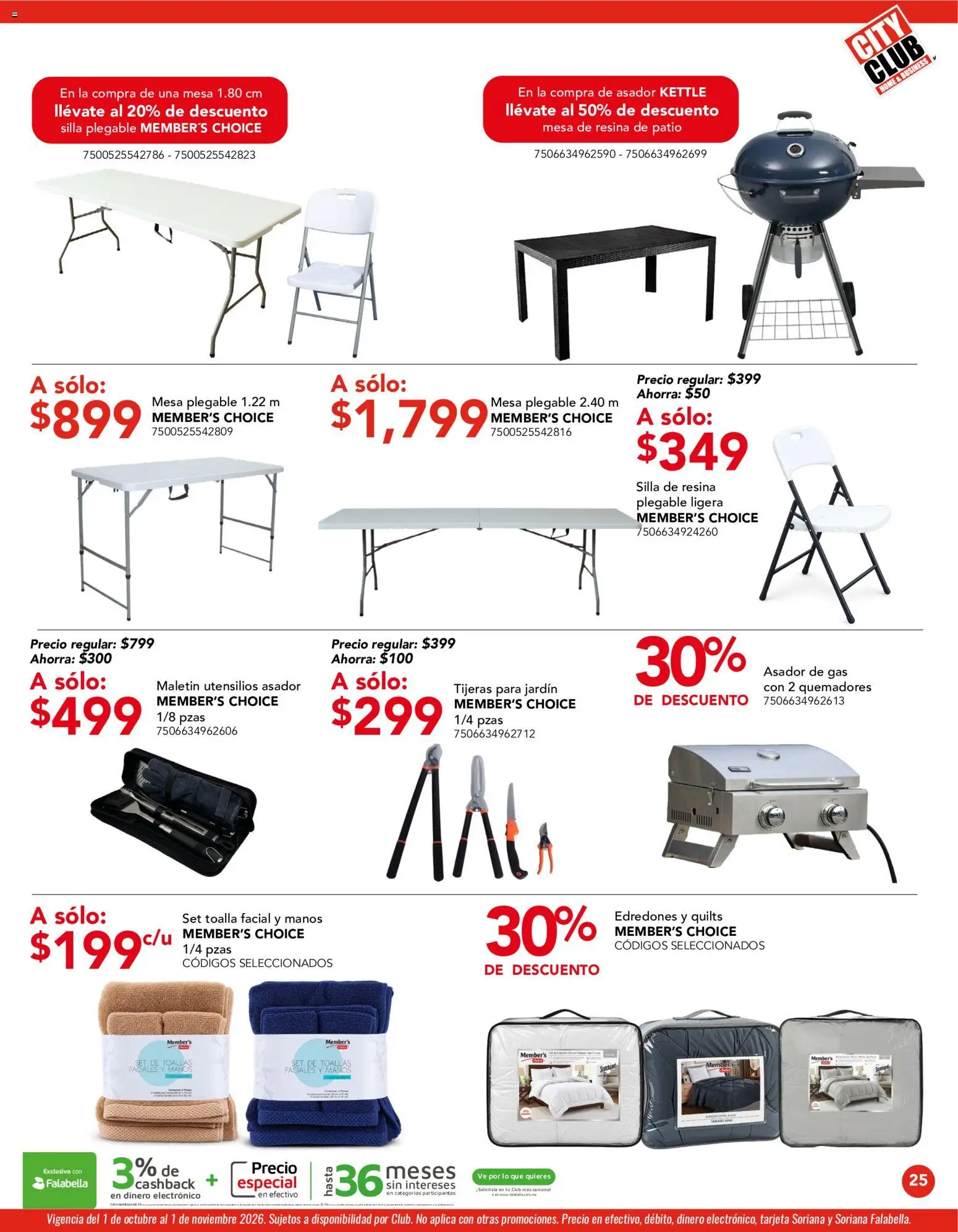 Vista previa las ofertas de la tienda City Club - City Club catálogo desde el 01/10/2026 - Mesa plegable, Silla, Mesa, Asador, Toalla