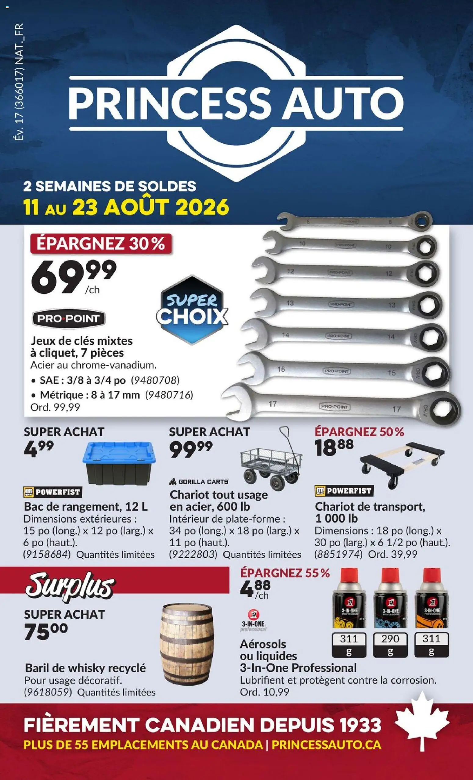Preview of leaflet Princess Auto circulaire - 2 Semaines de Soldes! from shop Princess Auto is valid from Aug 11, 2026