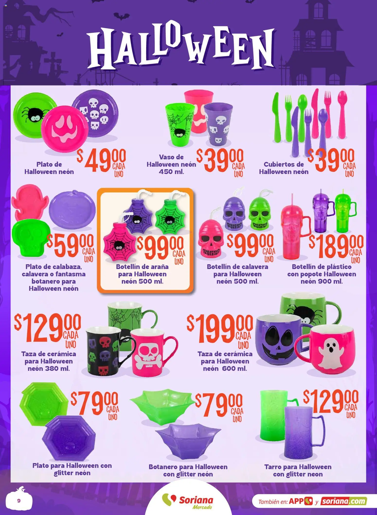 Vista previa las ofertas de la tienda Soriana - Soriana Mercado - Halloween y Día de muertos desde el 01/10/2026 - Taza, Glitter