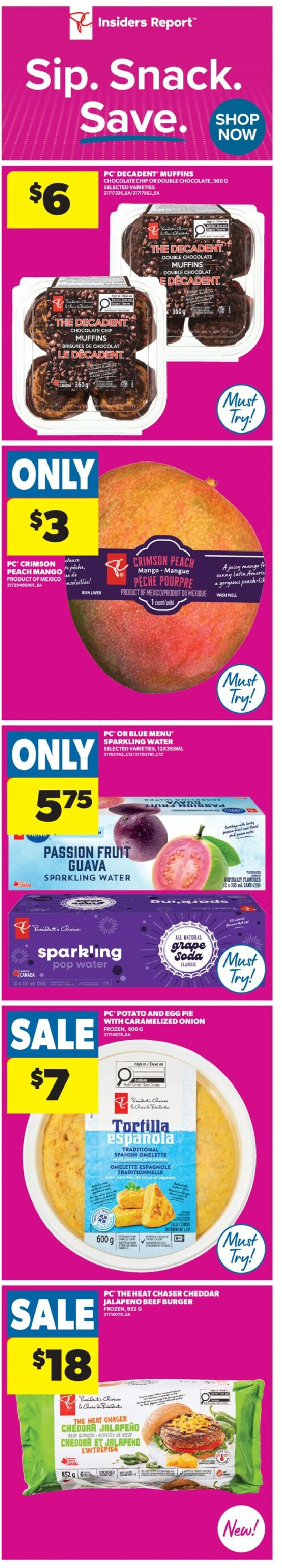Preview of leaflet Real Canadian Superstore weekly flyer / circulaire from shop Real Canadian Superstore is valid from May 21, 2026 - Mango, Water, Chocolate, Fruit, Muffins, Beef, Onion, Cheddar