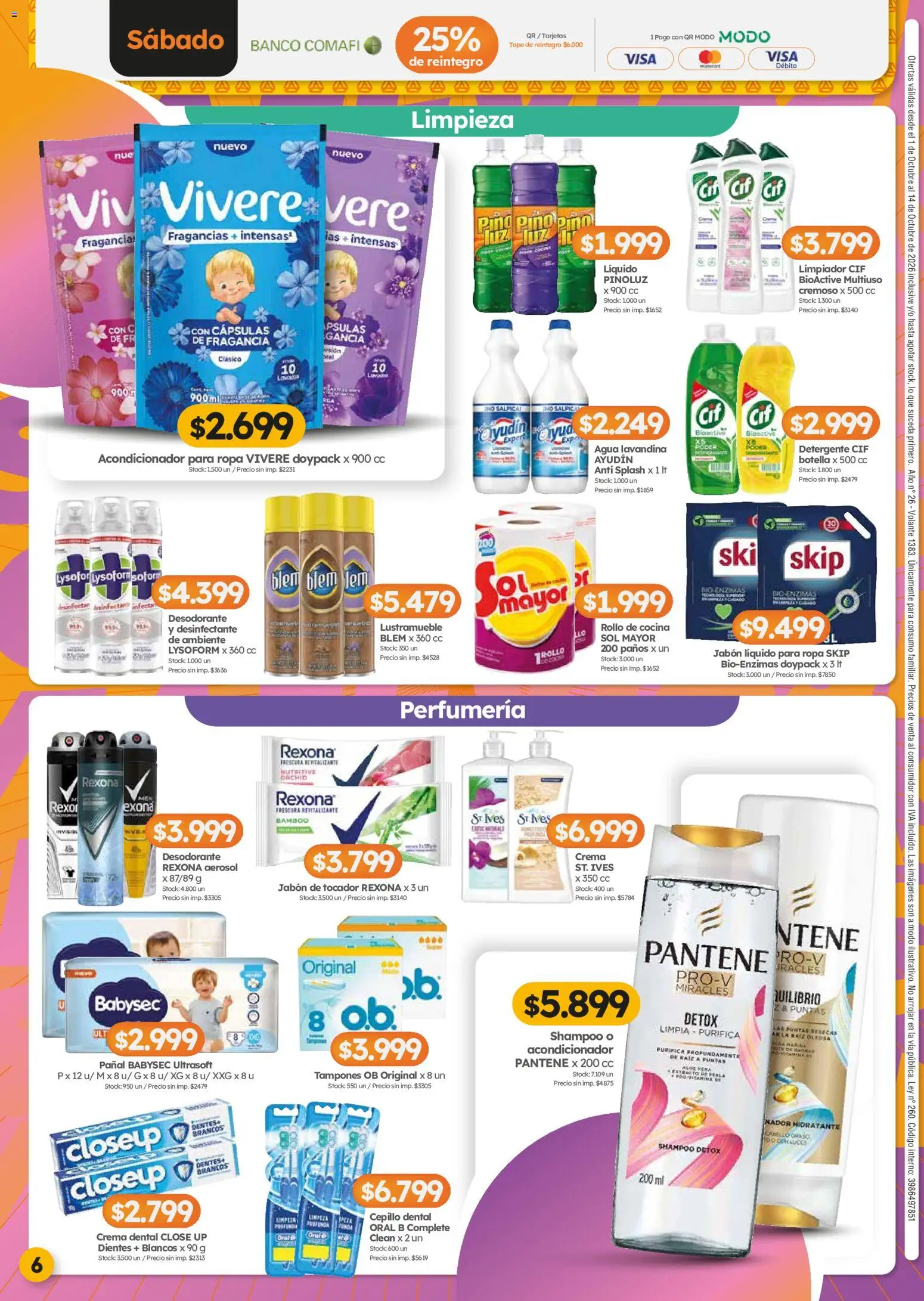 Vista previa del folleto de la tienda Cordiez válido desde el 01/10/2026 - Ropa, Shampoo, Crema, Lavandina, Botella, Jabón líquido, Cepillo, Fragancia