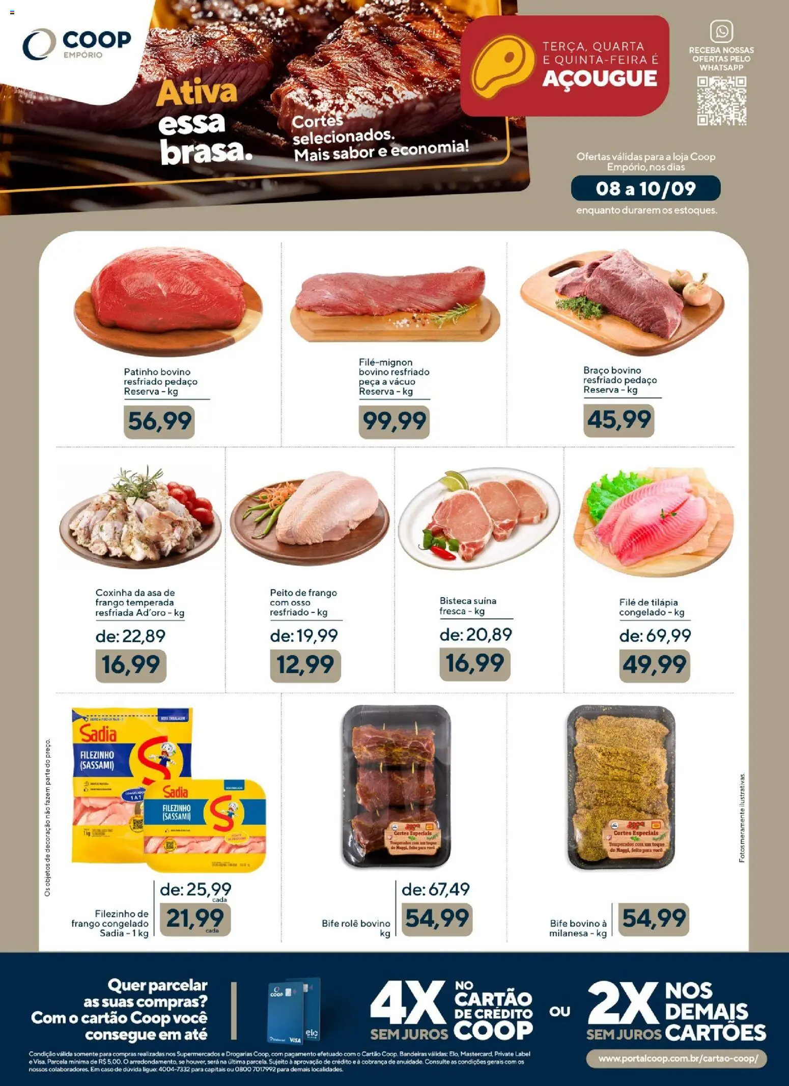 Pré-Visualização do folheto "Coop ofertas Empório" da loja Coop válido a partir de 08/09/2026 - Decoração, Frango, Peito de frango, Filé de tilápia, Tilápia
