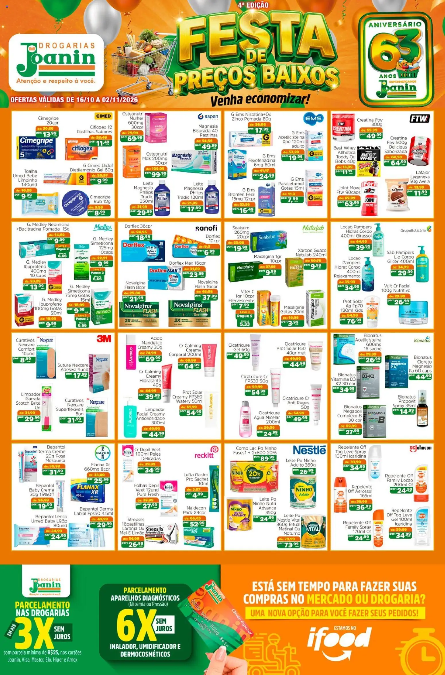 Pré-Visualização do folheto "Supermercados Joanin ofertas Drogaria" da loja Supermercados Joanin válido a partir de 16/10/2026