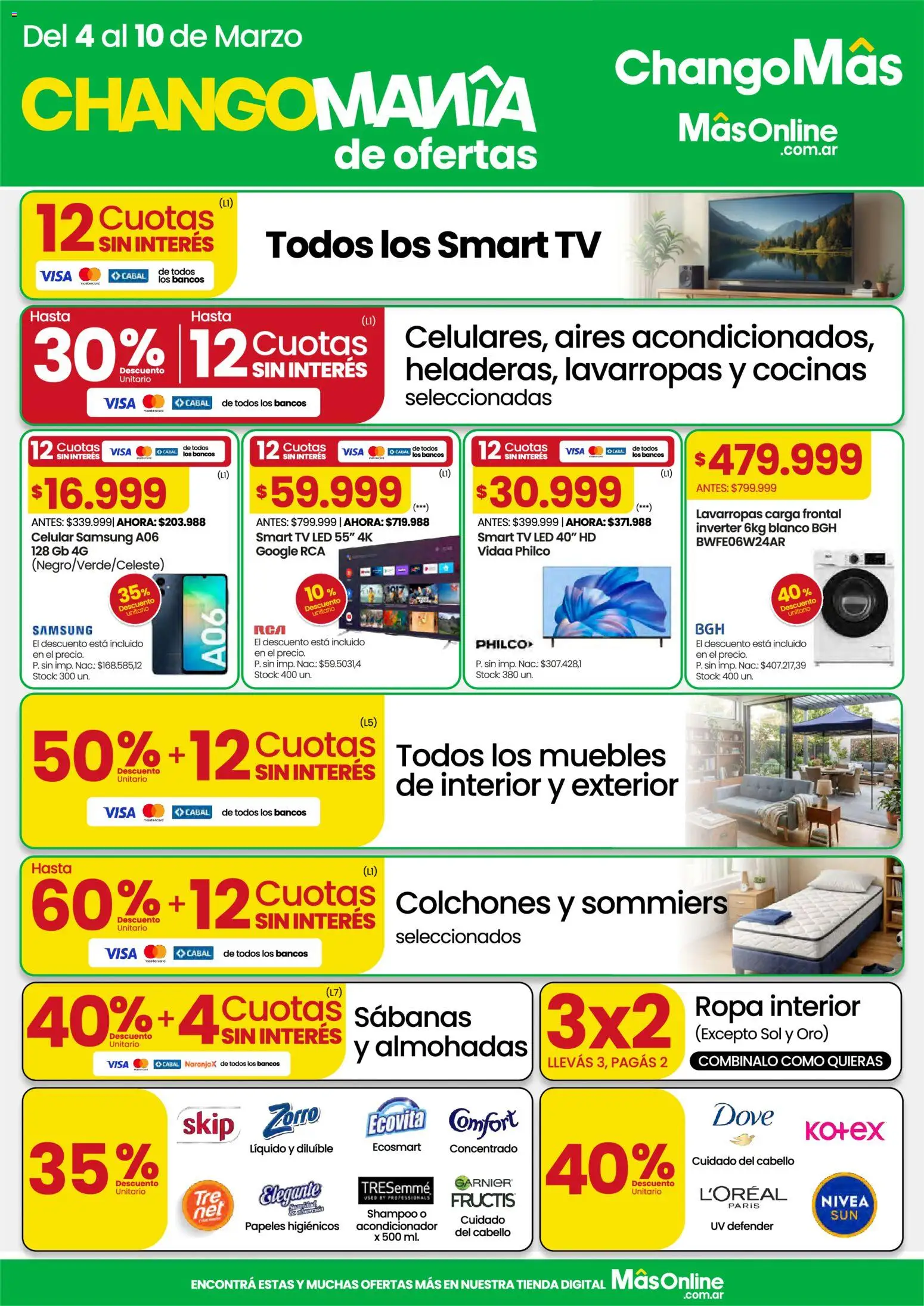 Vista previa del folleto de la tienda Changomas válido desde el 04/03/2026 - Celular, Ropa, Lavarropas, Sabanas, Shampoo, Ropa interior, Acondicionador