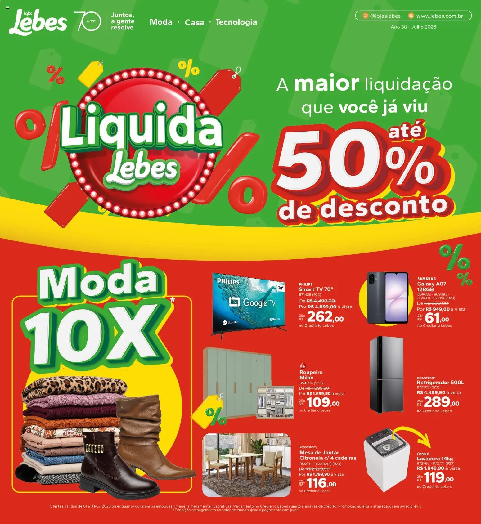 Ofertas Lebes até 31/07/2026.
