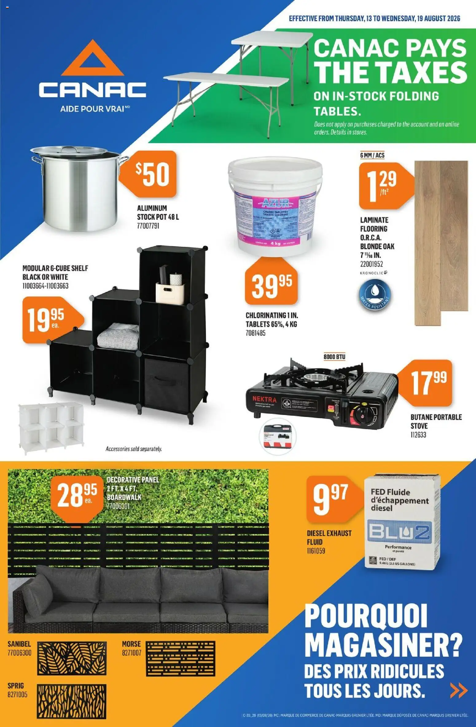 Preview of leaflet Canac weekly flyer from shop Canac is valid from Aug 13, 2026 - Shelf, Stove