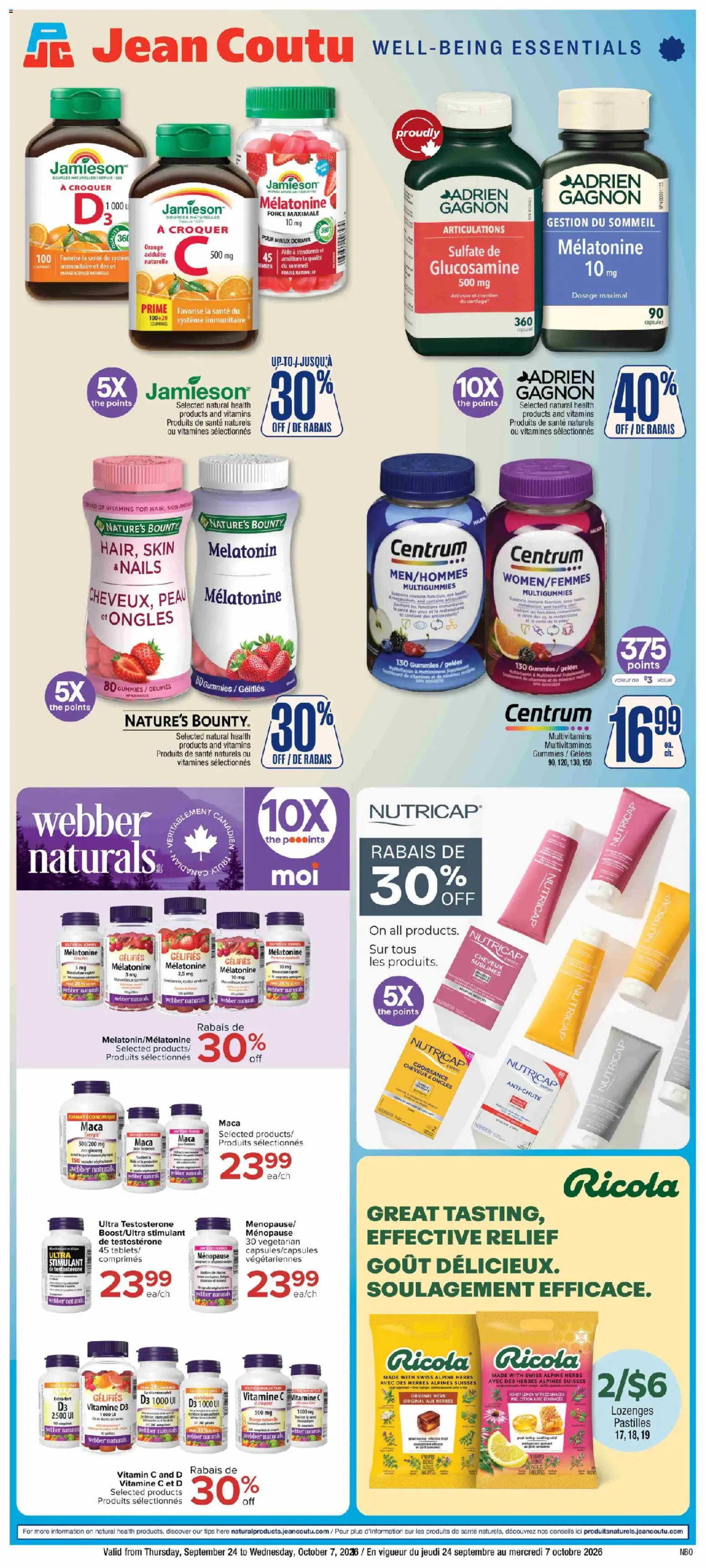 Preview of leaflet Jean Coutu - Natural products booklet from shop Jean Coutu is valid from Sep 24, 2026