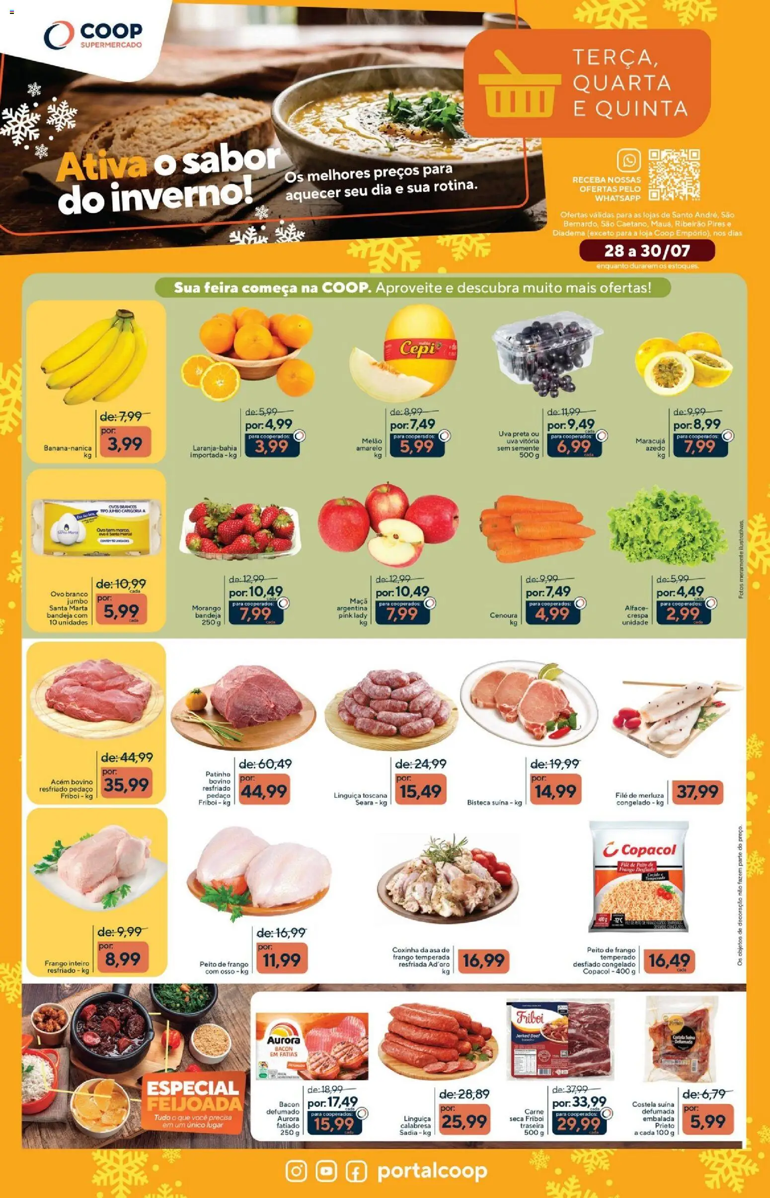 Pré-Visualização do folheto "Coop - Ofertas da semana" da loja Coop válido a partir de 28/07/2026 - Carne, Frango, Alface, Peito de frango, Bandeja, Frango desfiado, Asa de frango, Acém