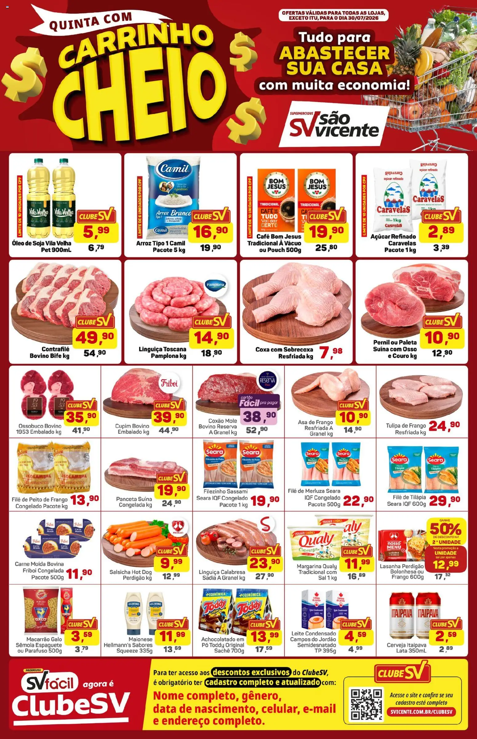 Ofertas Supermercados São Vicente até 30/07/2026.