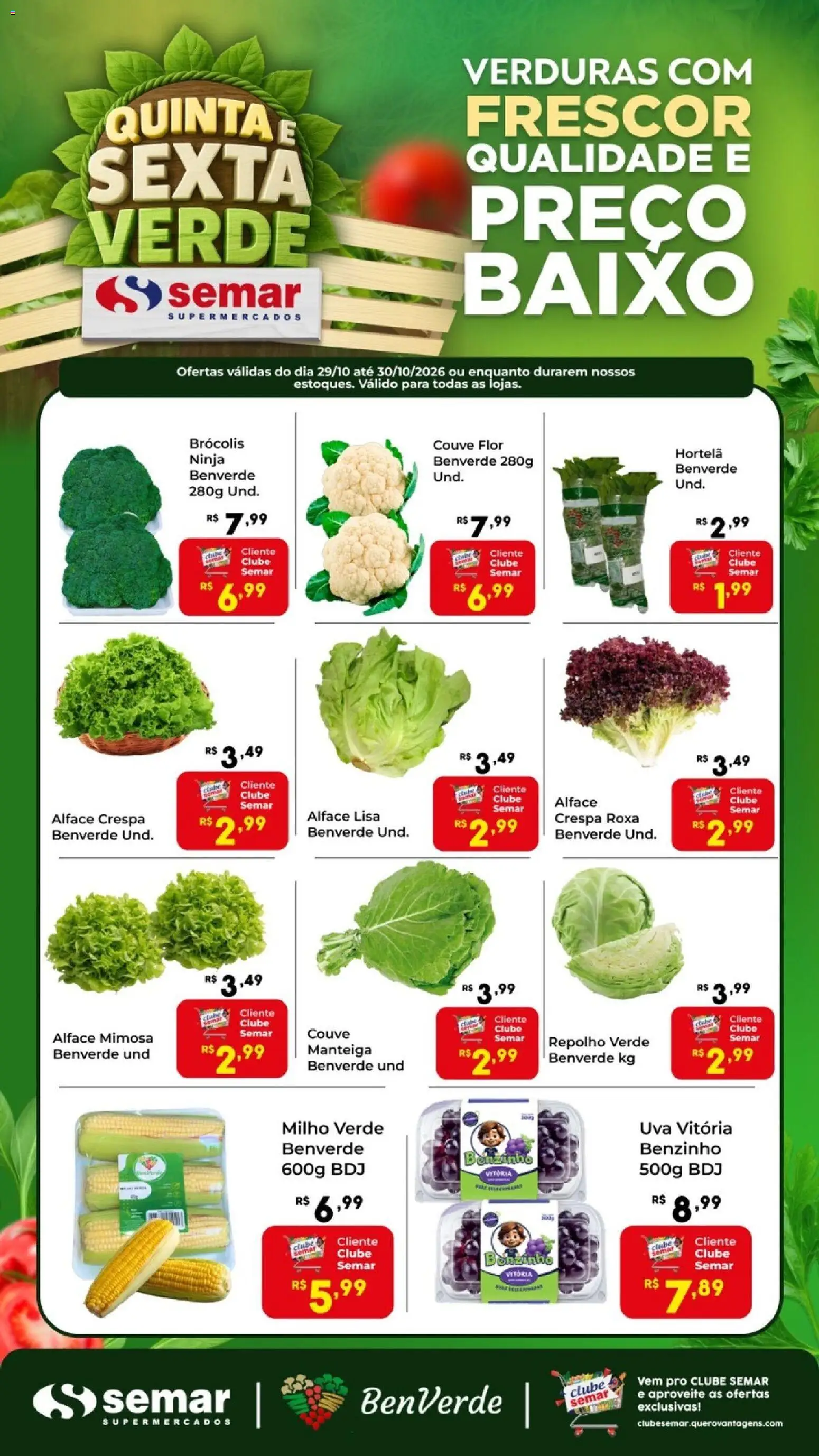 Pré-Visualização do folheto "Semar Supermercado ofertas Quinta e Sexta Verde" da loja Semar Supermercado válido a partir de 29/10/2026
